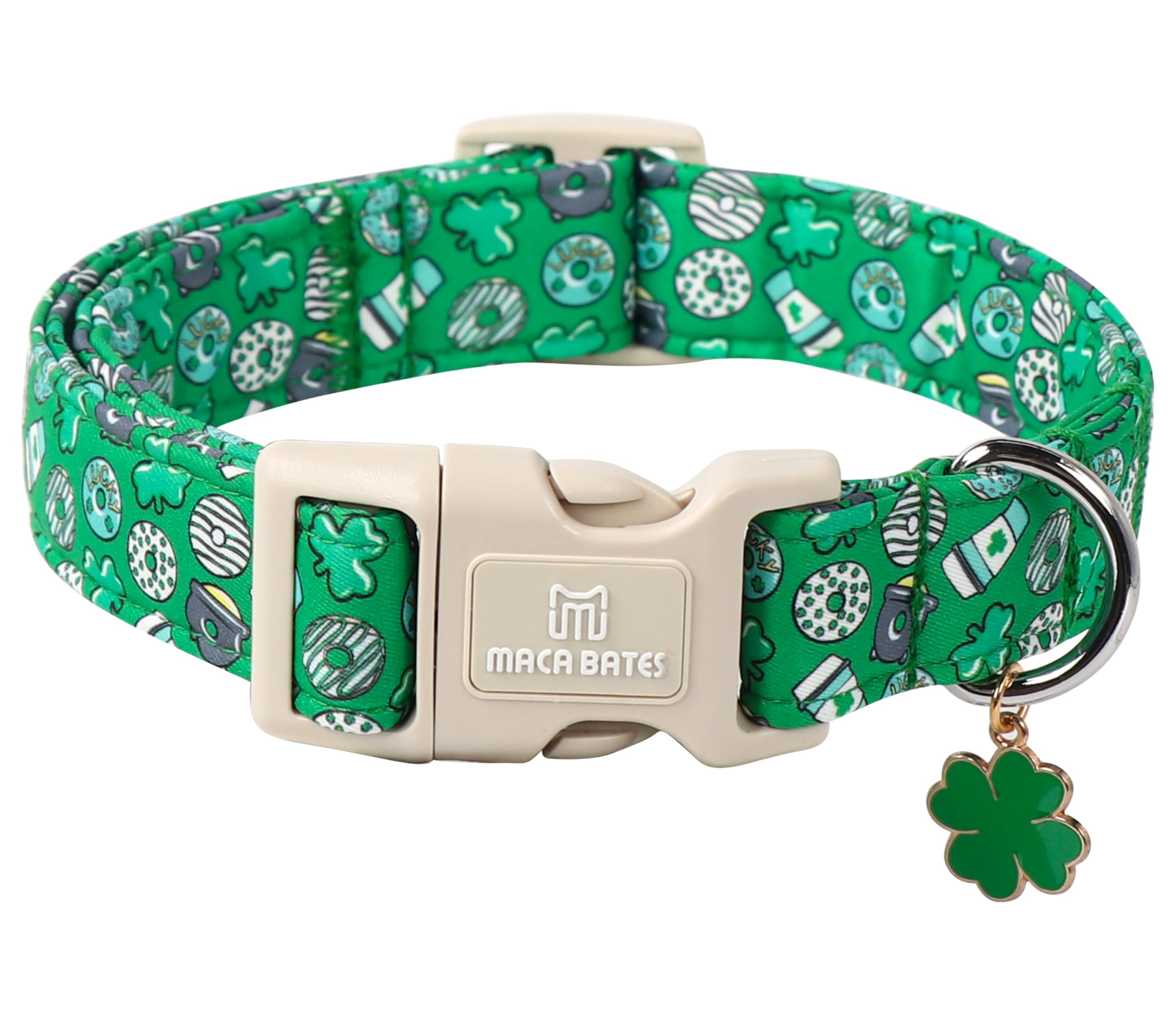 Maca Bates St Patricks Day Dog Collar Irish Clover Dogs Collars Green Donut Soft Adjustable Durable Saint Patrick'S Shamrock Spr
