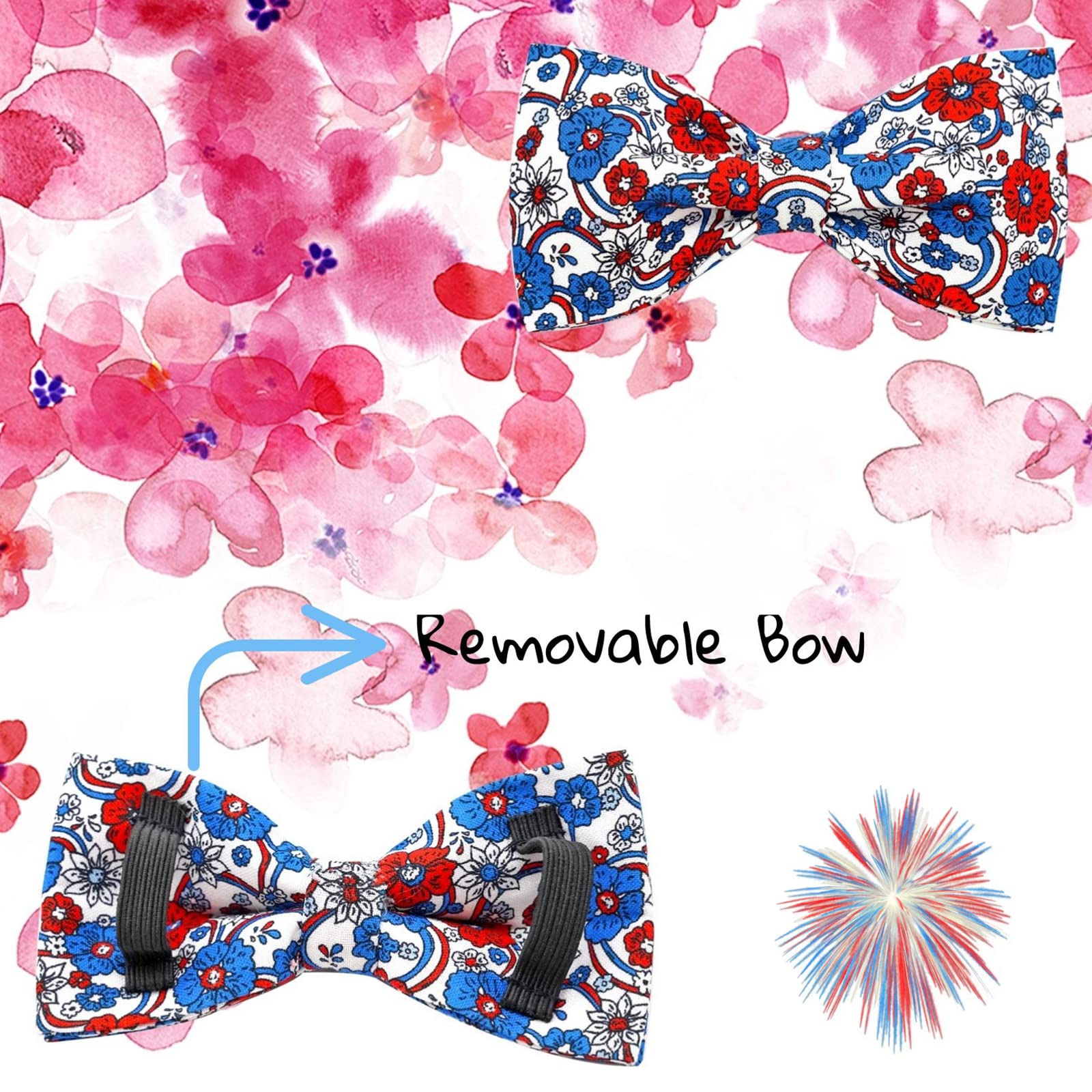 Elegant Little Tail Independence Dog Collar, 4Th Of July Patriotic Bowtie Dog Collars Holiday Pet Gift Adjustable Soft Puppy Col
