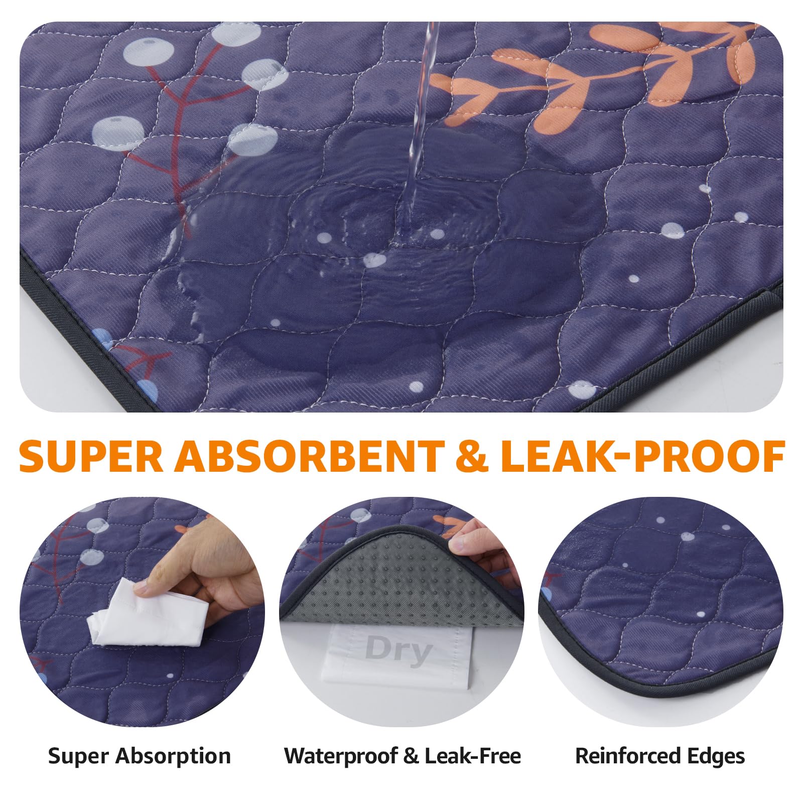 Loobani Reusable Puppy Pads: 2 Pack Washable Pee Pads For Dogs Super Absorbent, Waterproof Dog Whelping Pad, Non-Slip Potty Trai