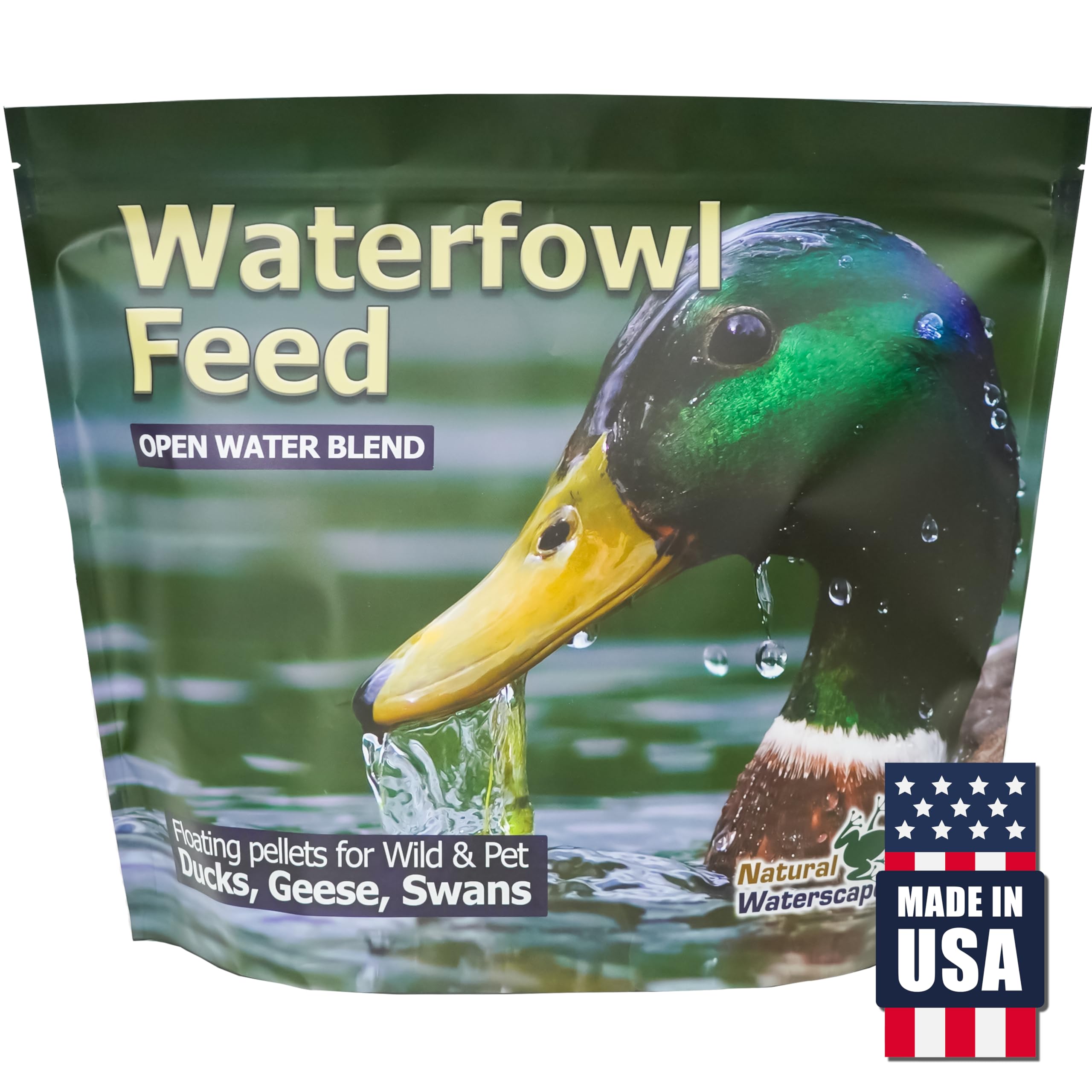 Natural Waterscapes Waterfowl Feed | Floating Pellets for Duck, Swan, Goose | 5 lb Resealable Bag | Use for Wild Duck, Pet Duck
