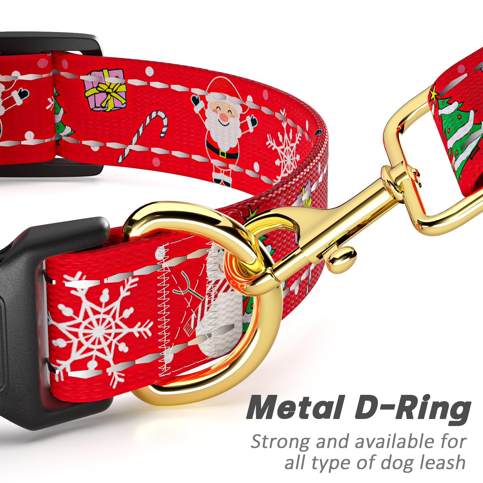 Tmoodel Reflective Dog Collar - Cute Christmas Style For Small Dogs, Soft Nylon Puppy Collar With Adjustable Size And Quick Rele