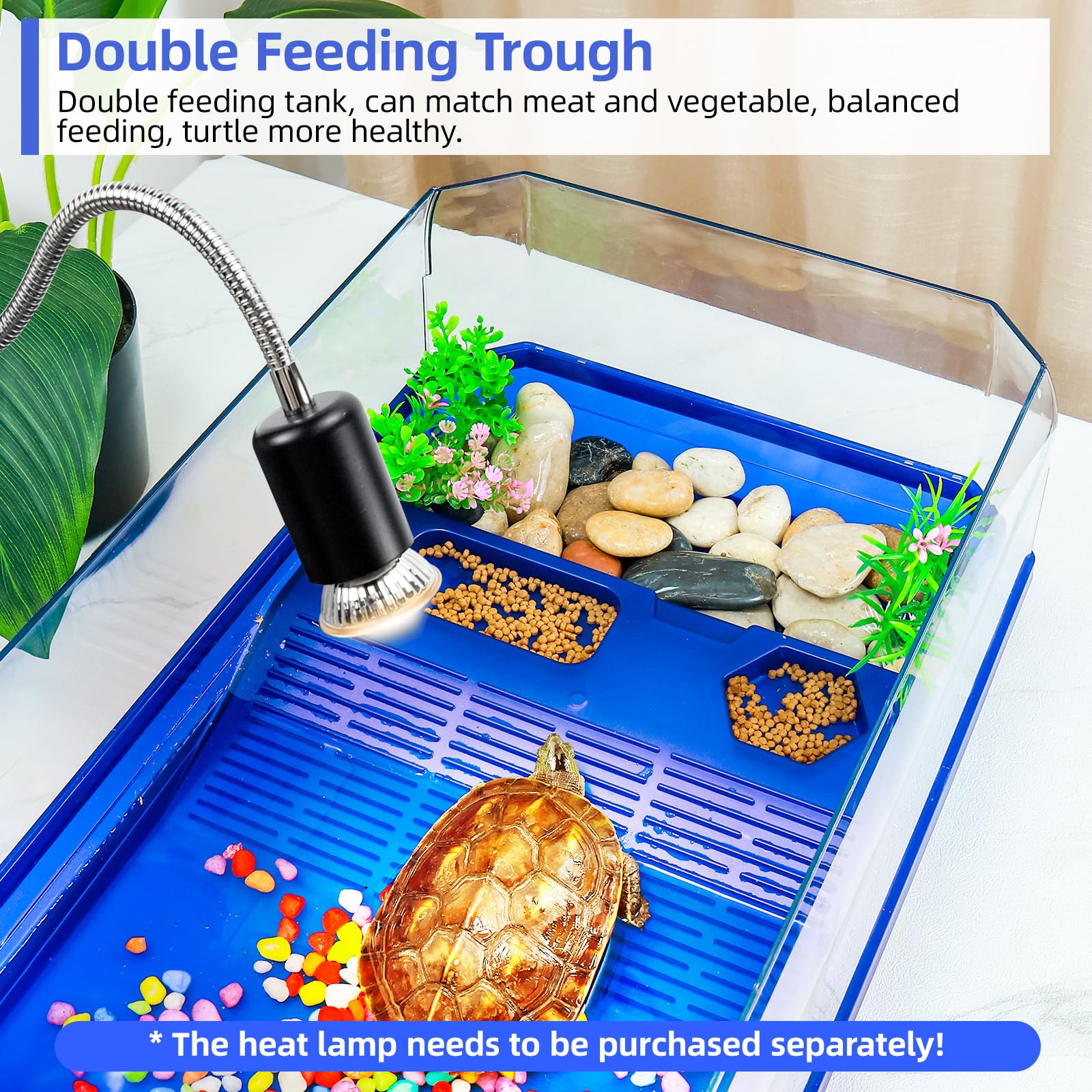 Wedoelsim Turtle Cage Tortoise Terrarium With Pump&Filter With Shower Function Easy To Change Water And Clean Water For Turtle H