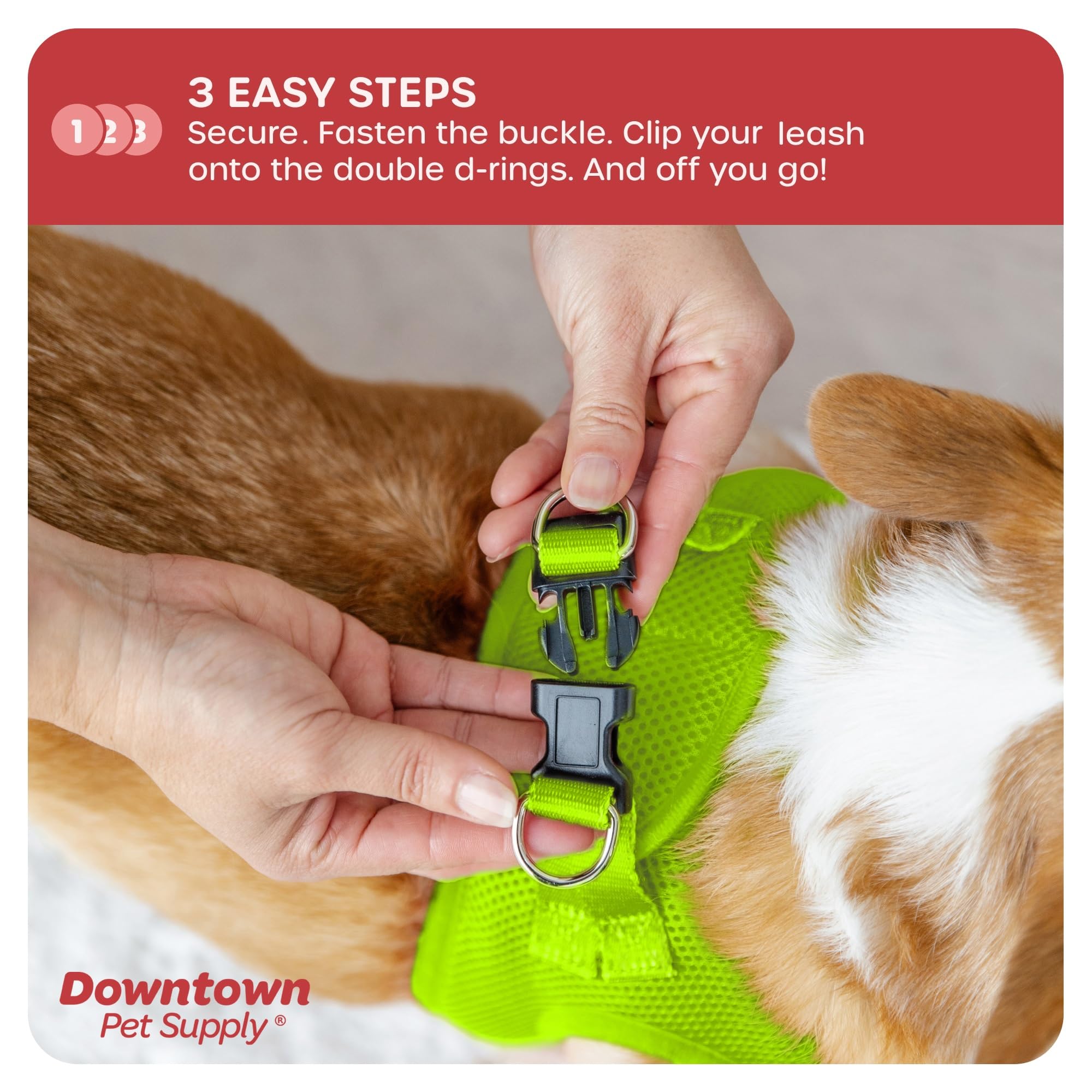 Downtown Pet Supply Step In Dog Harness For Small Dogs No Pull, Large, Atomic Yellow - Adjustable Harness With Padded Mesh Fabri