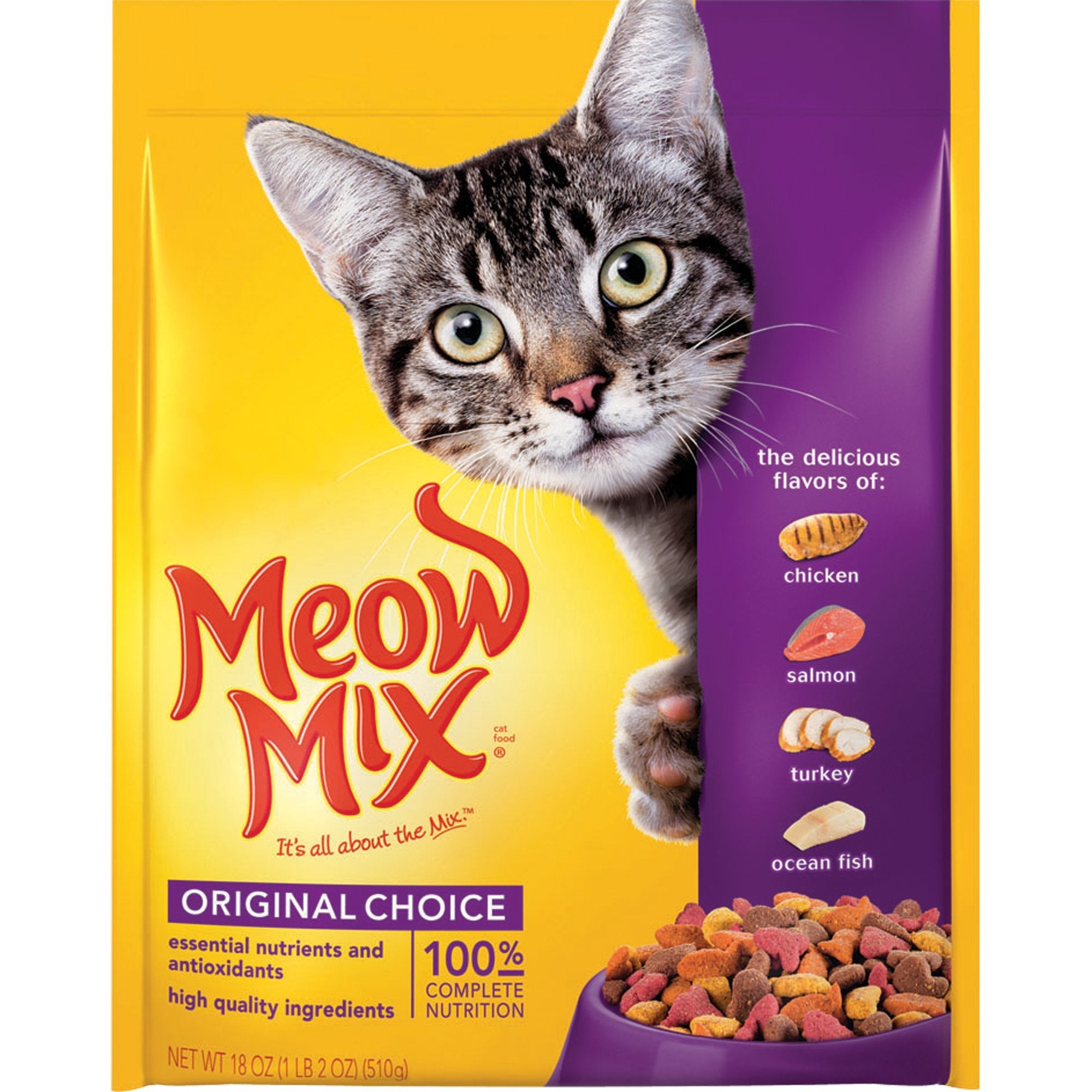 Meow Mix Original Choice Dry Cat Food, 18 Ounce (Pack of 6)
