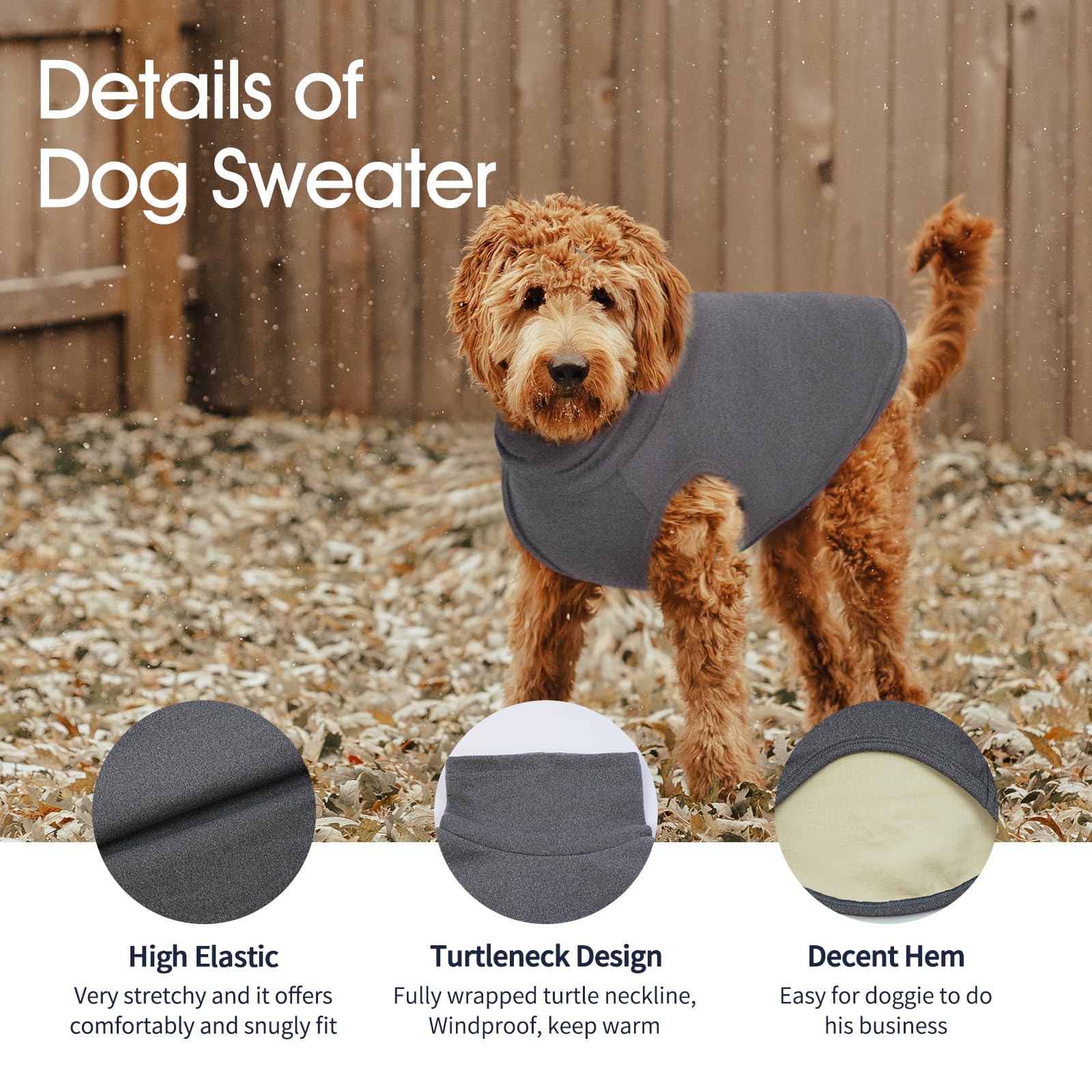 IECOii XXXL Dog Sweater,Stretch Fleece Vest Dog Sweater -Grey, XXX-Large,Christmas Dog Sweater Dog Winter Clothes,Pullover Dog P