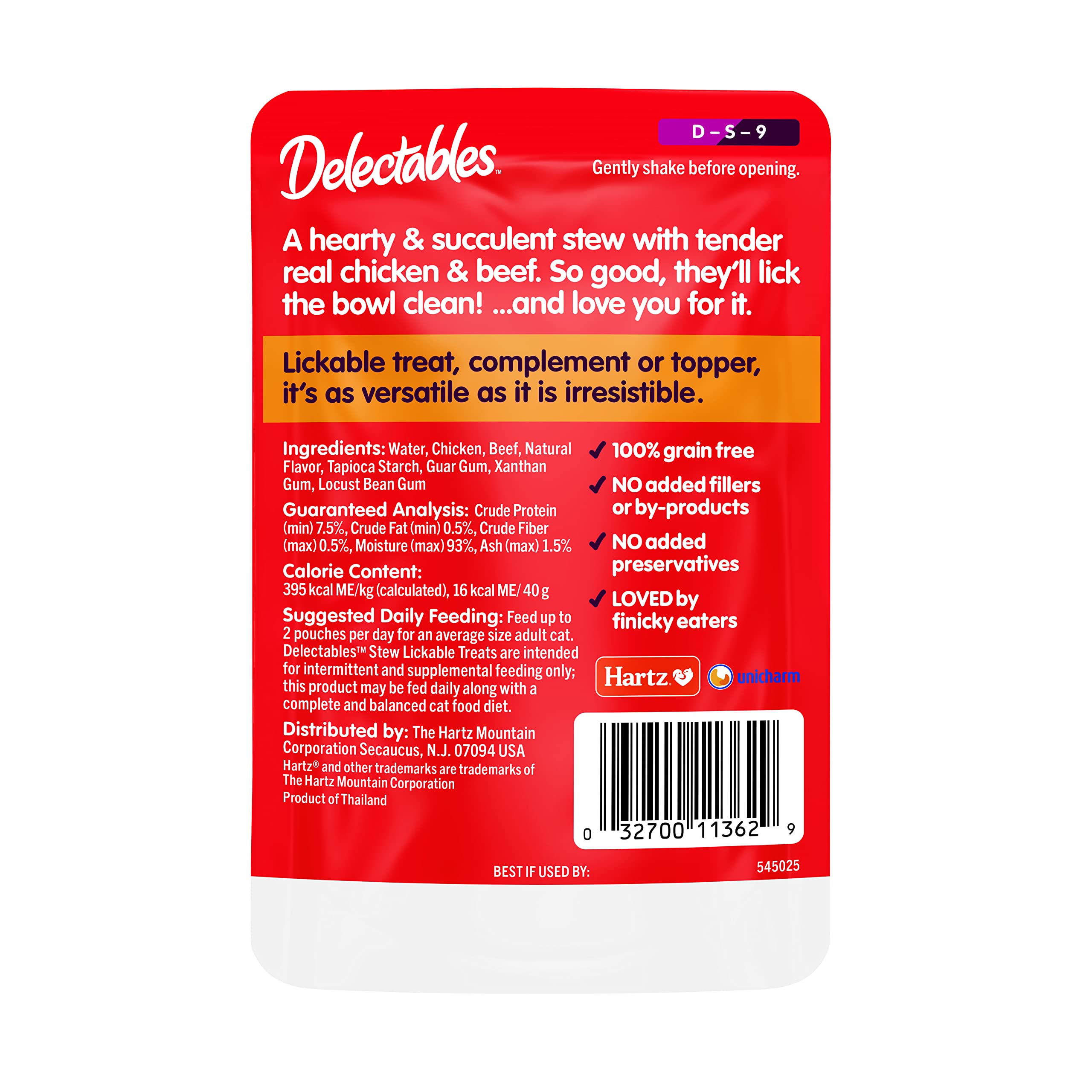 Hartz Delectables Non-Seafood Stew Lickable Wet Cat Treats, Chicken & Beef, 1.4 Ounce (Pack of 12)