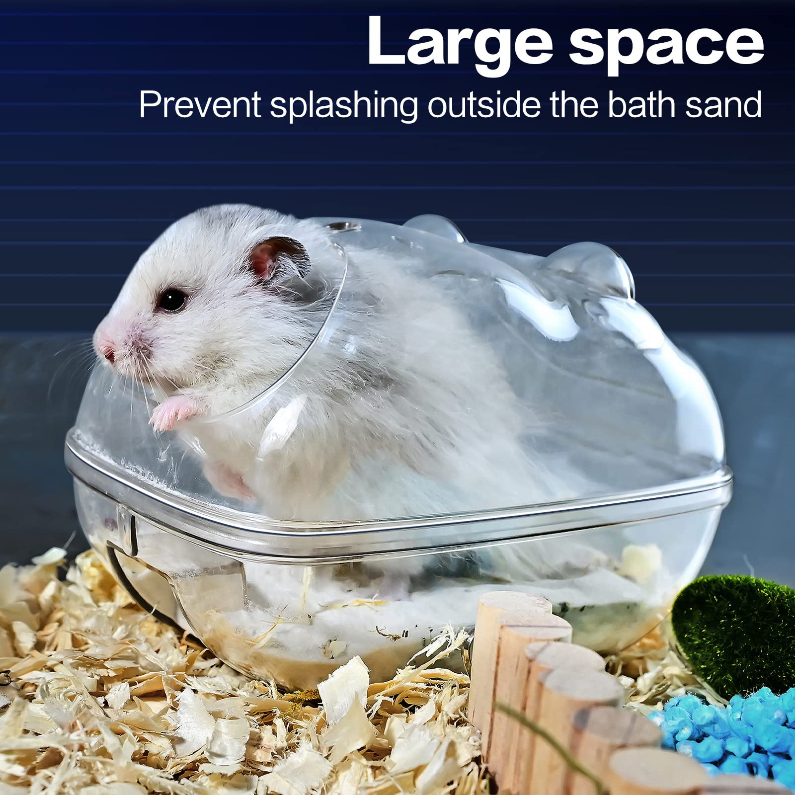 Lazyyzal Hamster Bathtub,Hamster Bathroom,Small Animal Habitat Décor,Sand Bath Container Transparent Beds,Hamster Bed,Ice Bathtub,Sleep Pad Nest,Sand Bath Box For Small Pet Animals Cage Accessories(S)