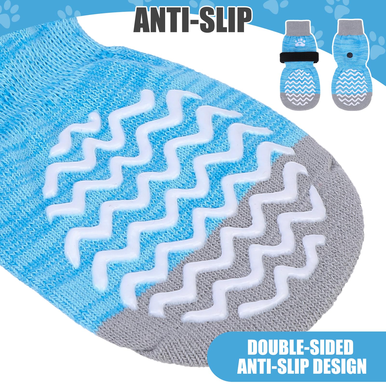 Pupteck Non-Slip Dog Socks Double Sides Grips For Hardwood Floors Prevents Licking, Dog Shoes For Hot Pavement Traction Control