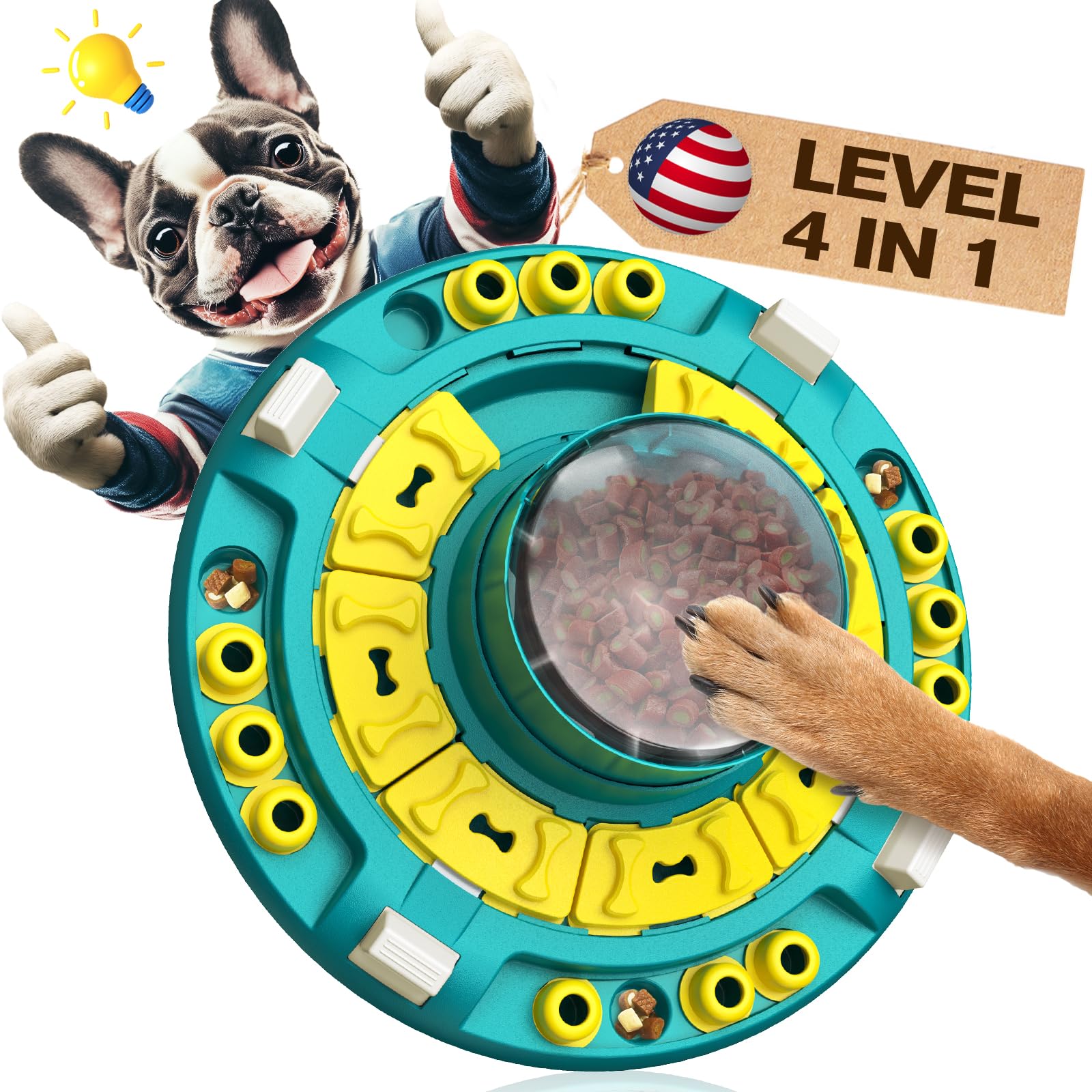 KADTC Dog Advanced Puzzle Toys Level 4 in 1 for Smart Dogs Mental Brain Stimulation Game Slow Food Puzzles Hard Feeder Puppy Tre