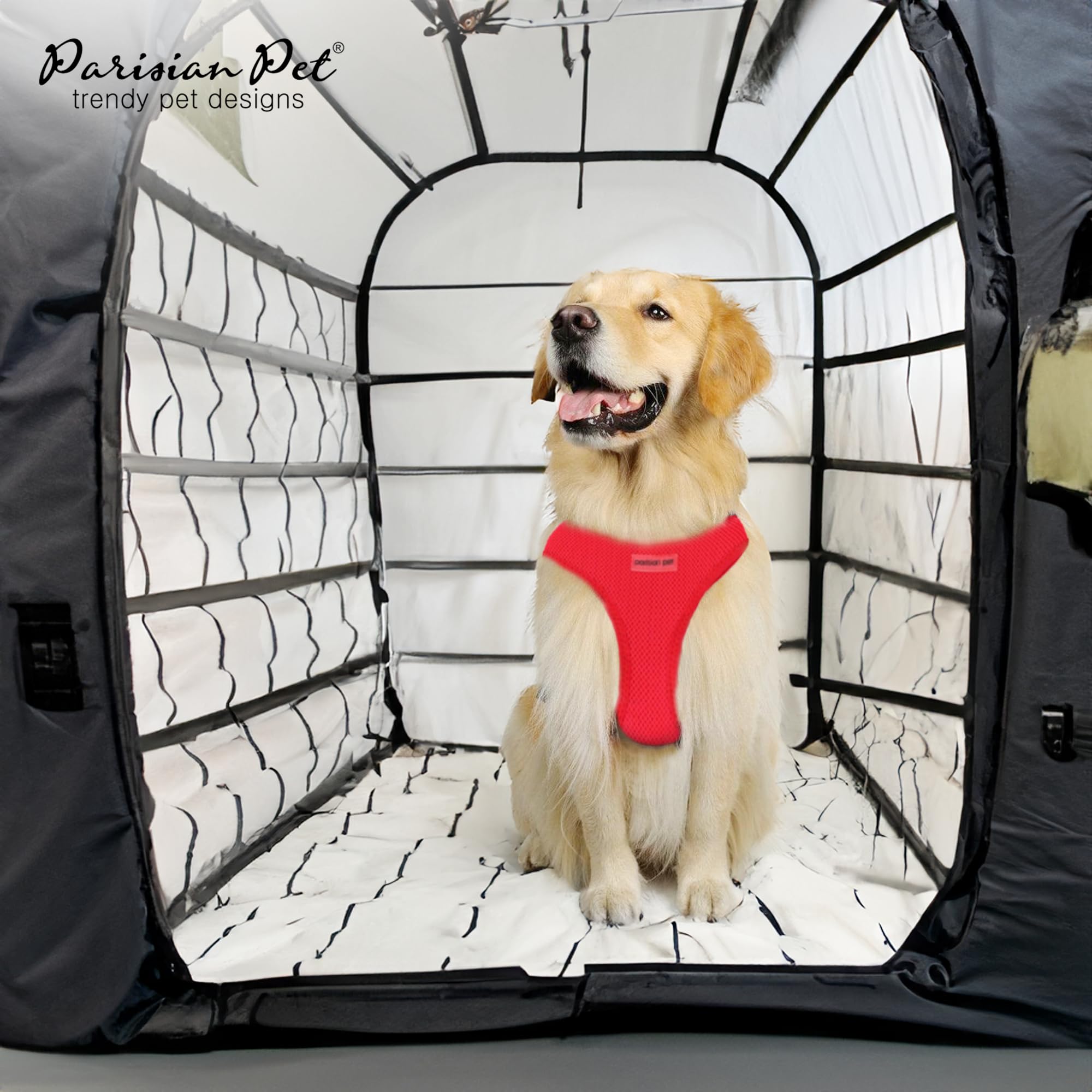 Parisian Pet Dog Harness - Adjustable Red Dog Vest Harness - 100% Mesh Fabric No Pull Puppy Harness - Cooling Dog Harness For Large Dogs - Idle For Walking, Running, And Hiking - Xl