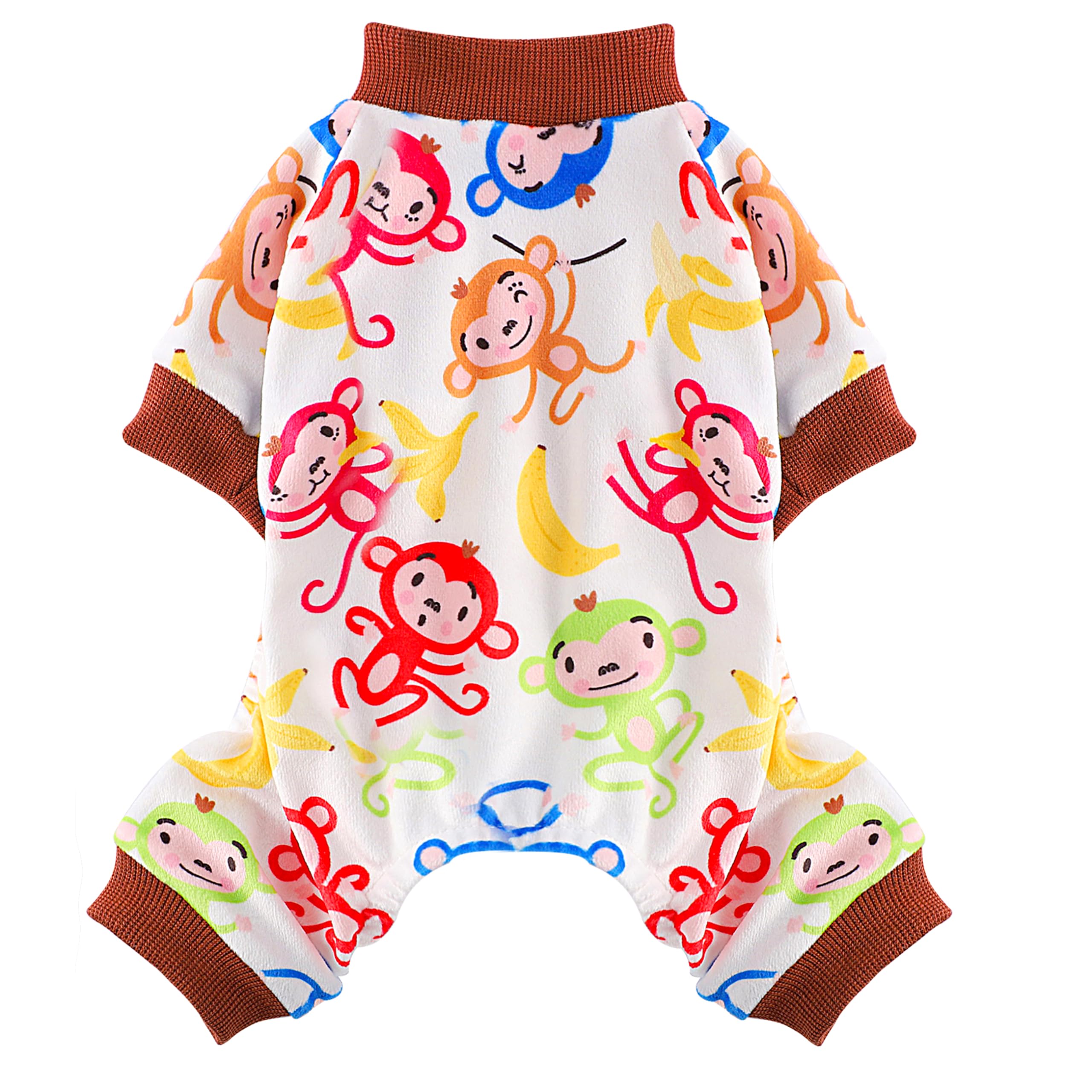 Fall Dog Pajamas Sweaters For Small Dogs Fleece Stretchy Puppy Sweater Warm Clothes Pjs Pet Apparel(Small, Brown Monkey)