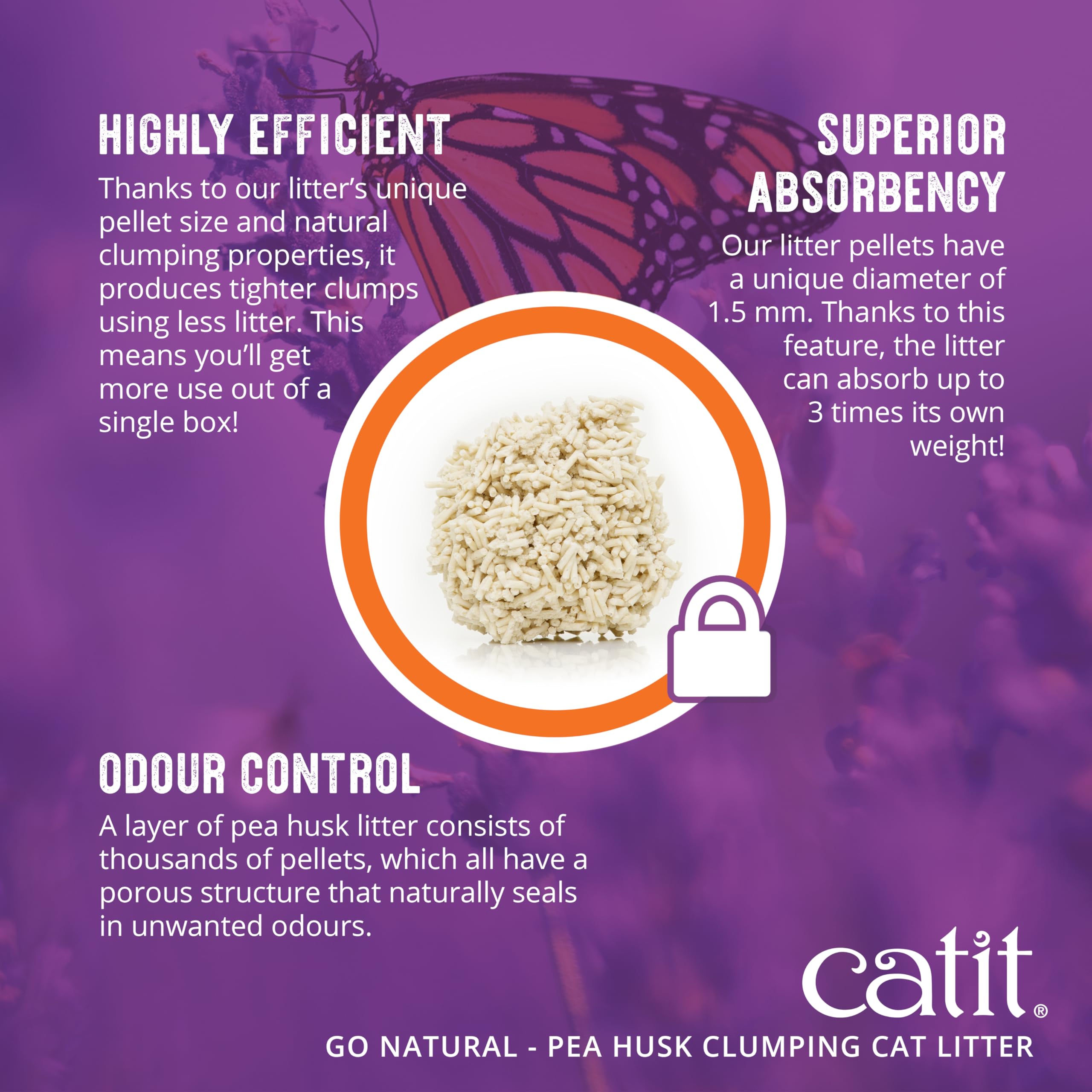 Catit - Go Natural Pea Husk Clumping Cat Litter - Lightweight, Dust Free, Easy Cleaning & Scooping, Flushable Kitty Litter With Odor Control & Subtle Fragrance - 12.3 Lbs, Vanilla Scented