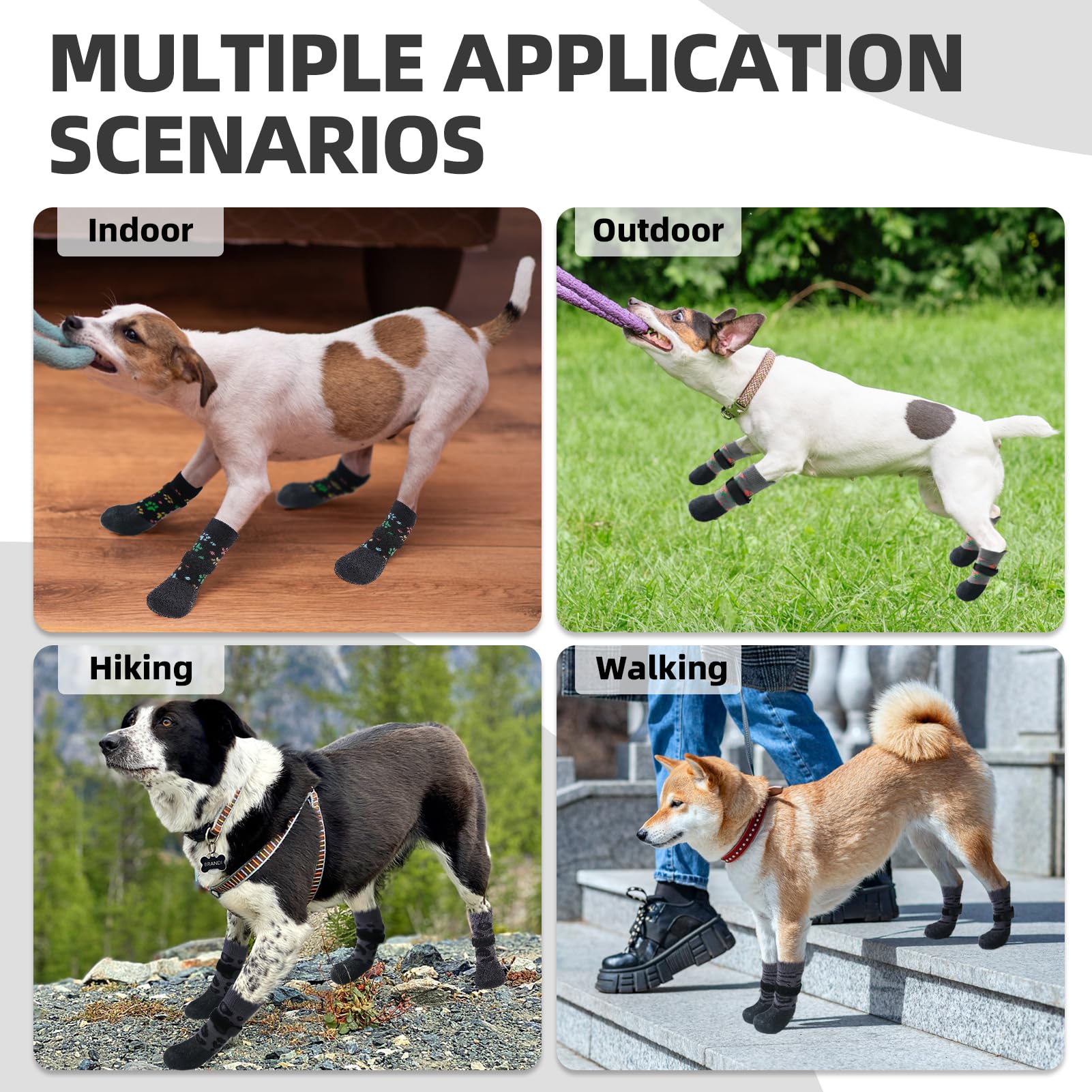 PUPTECK Anti Slip Dogs Shoes for Hot/Cold Pavement, Senior Booties, Rubber Boots & Paw Protectors for Small Medium Large Size Do