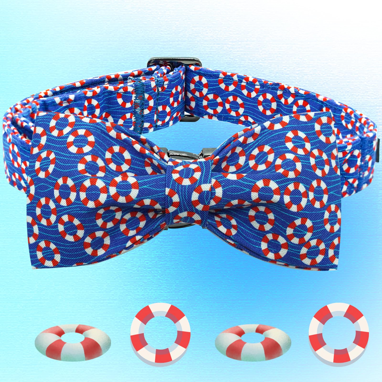 Elegant Little Tail Dog Collar, Blue Color Pet Collar With Bow Dog Durable Summer Dog Collars Bows Girl Pet Gift Adjustable Dog