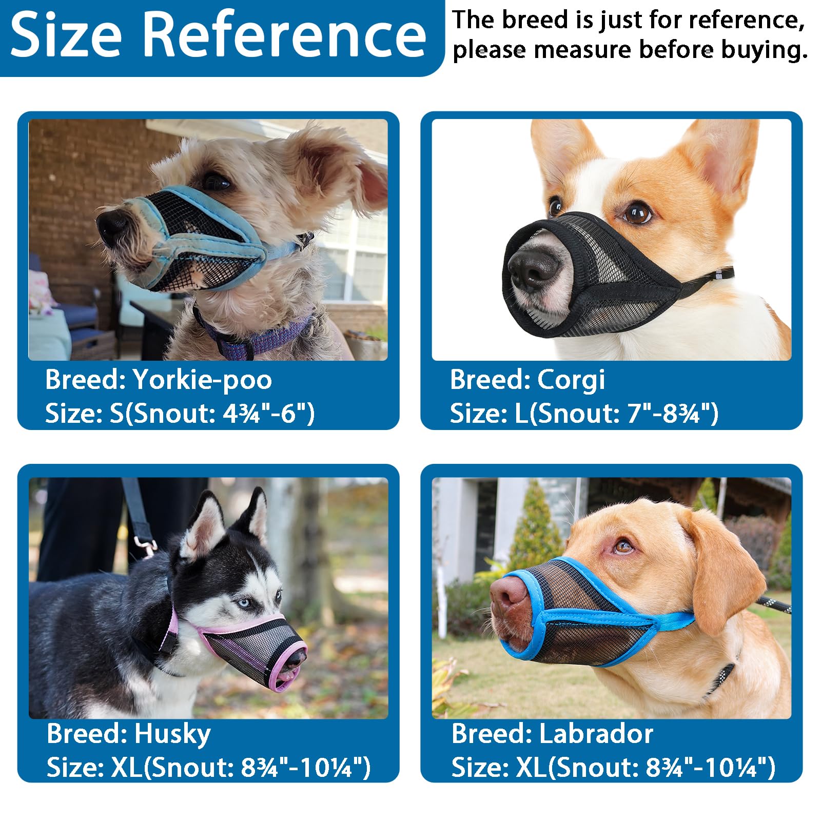 Luckypaw Dog Muzzle, Mesh Muzzle For Small Medium Large Dogs, Soft Dog Muzzle To Prevent Biting Chewing, Drinkable Breathable Ad