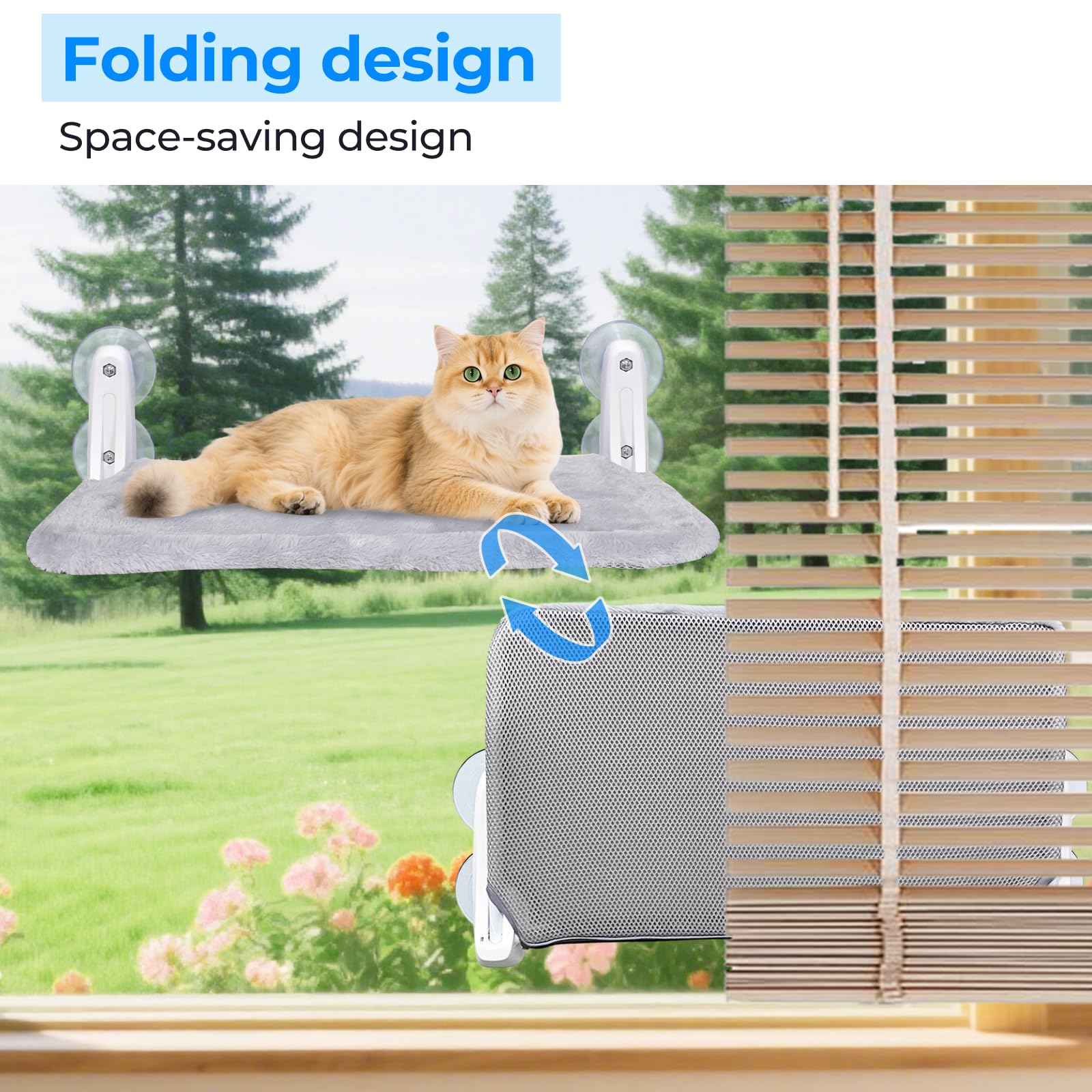 L&W BROS. 2 Pc Heavy Duty Cat Window Perch, Foldable Hammock, 50 lbs Capacity, Large, Gray and White, Model L02