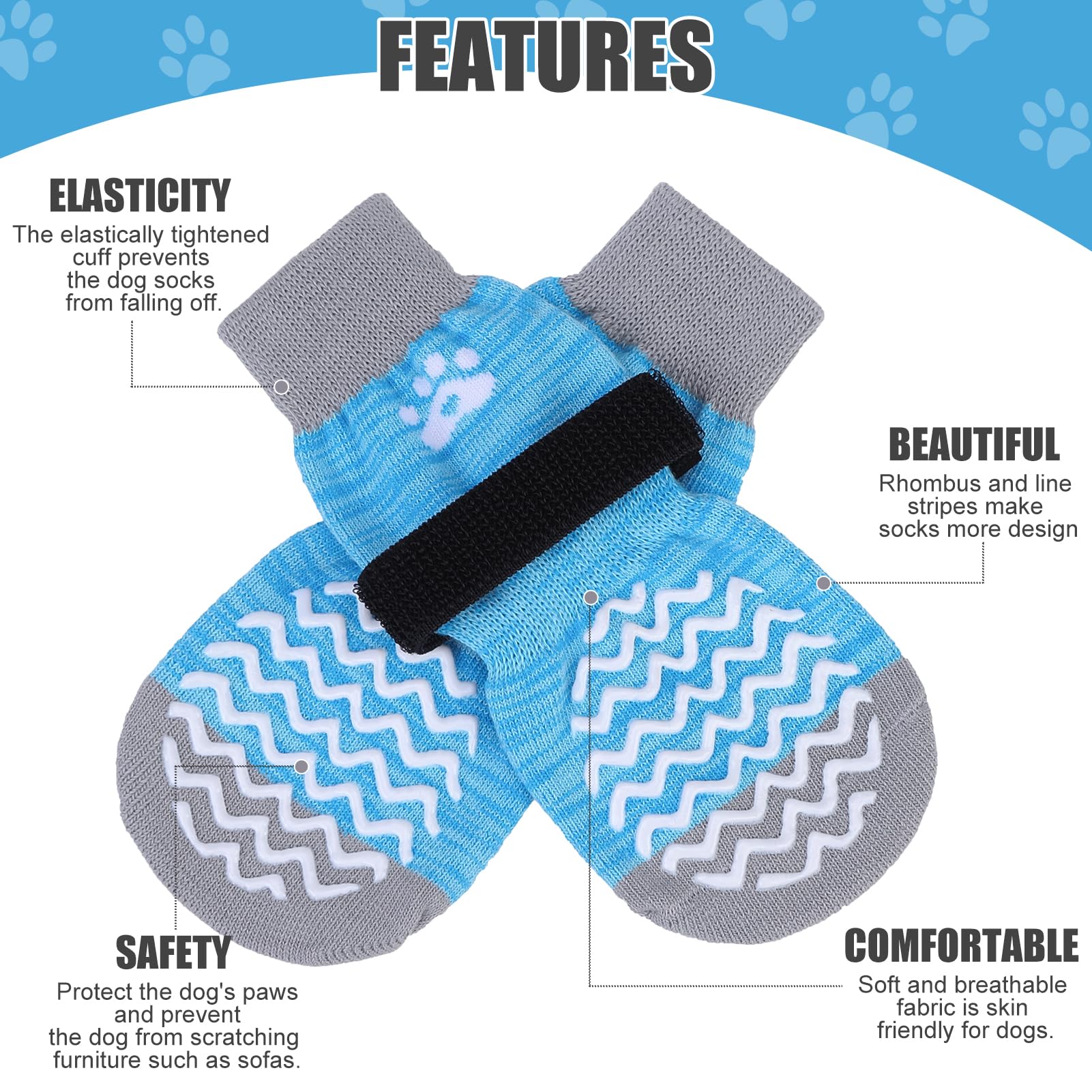 Pupteck Non-Slip Dog Socks Double Sides Grips For Hardwood Floors Prevents Licking, Dog Shoes For Hot Pavement Traction Control