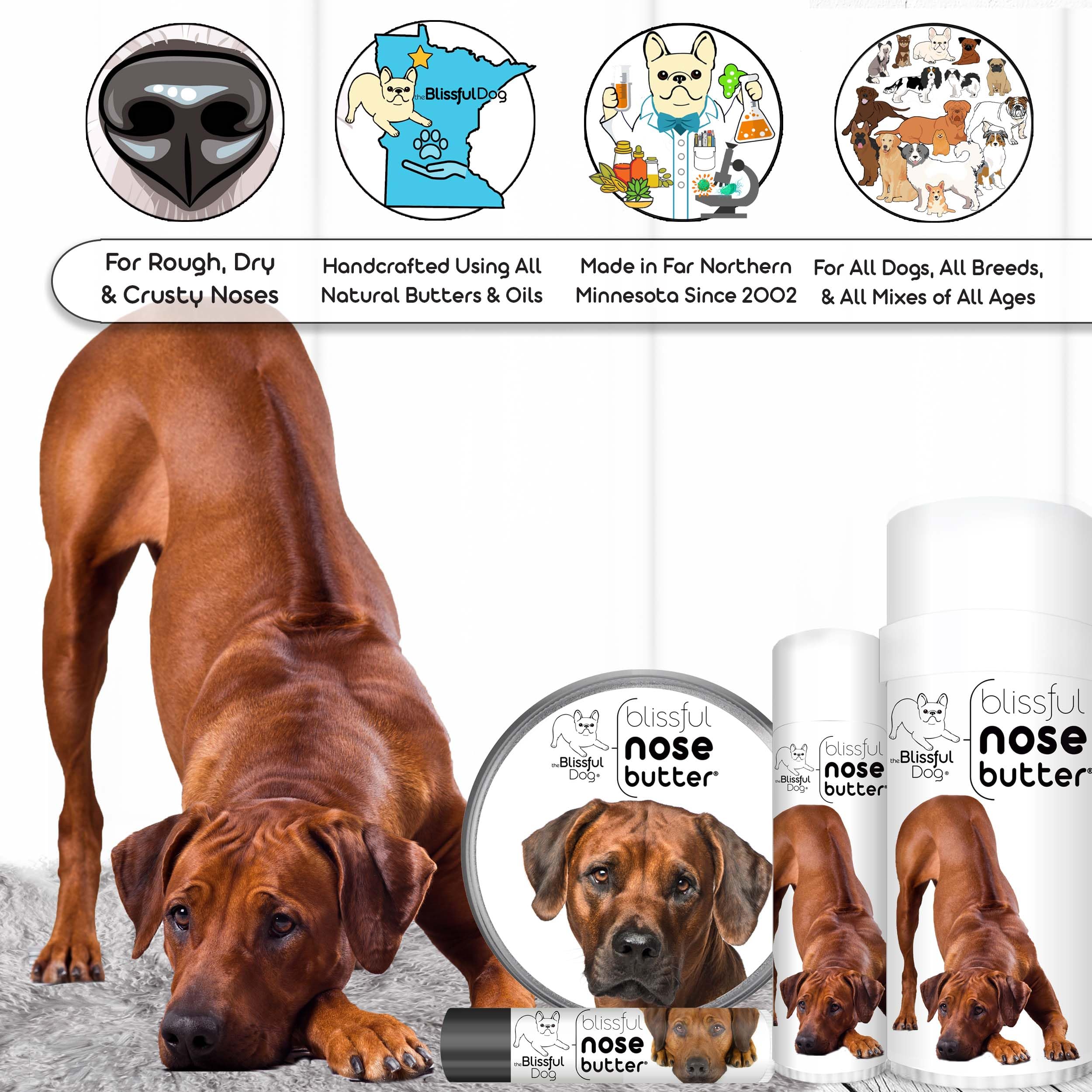 The Blissful Dog Rhodesian Ridgeback Unscented Nose Butter - Dog Nose Butter, 4 Ounce