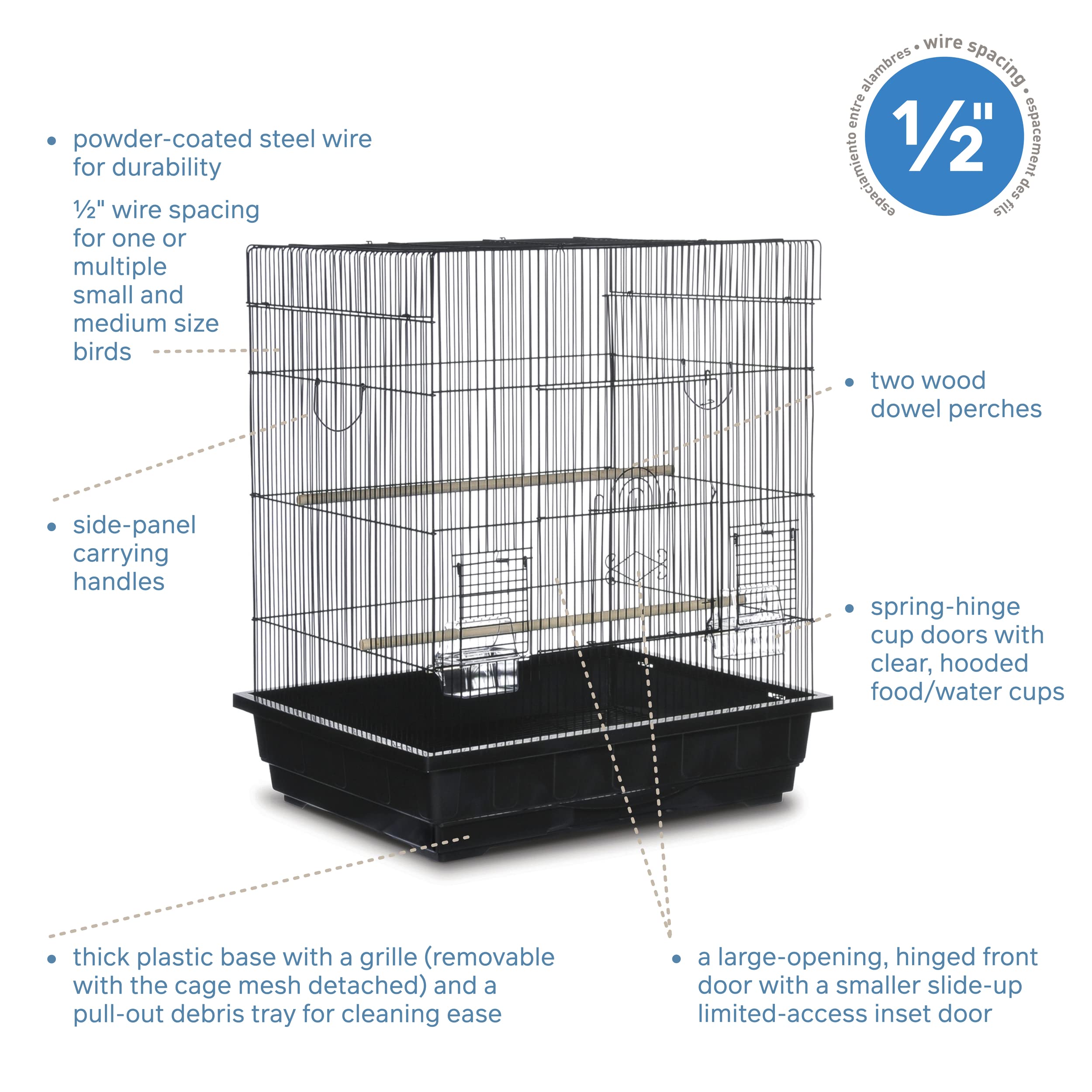 Prevue Pet Products Square Top Parakeet Cage, Black