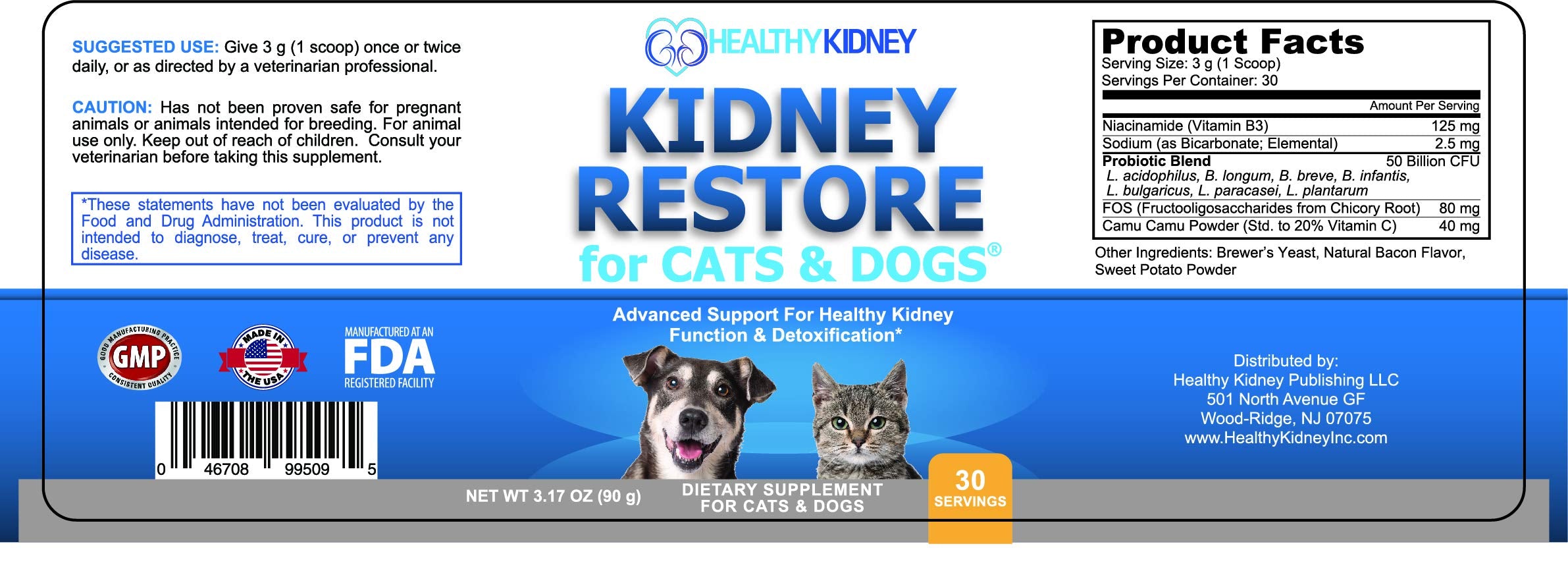 Kidney Support, Natural Renal Supplements to Support Pets, Feline, Canine Healthy Kidney Function and Urinary Track. Essential f