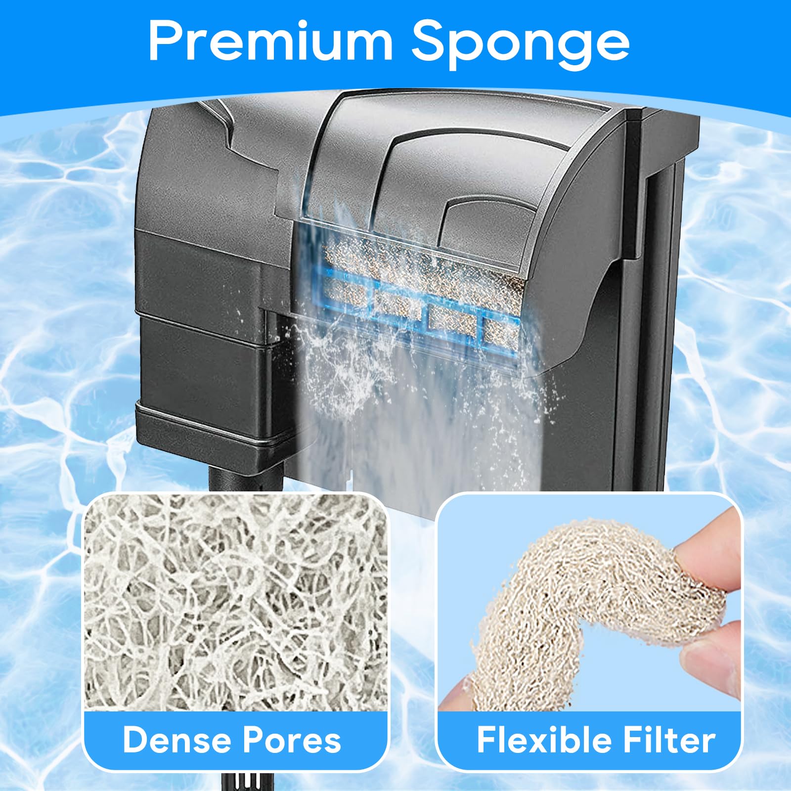Cunina 12Pcs Ammonia Reducer Filter Pads Compatible With Aqueon Quietflow 30 & 50, Sponge Filters For Aqueon Replacement Filter