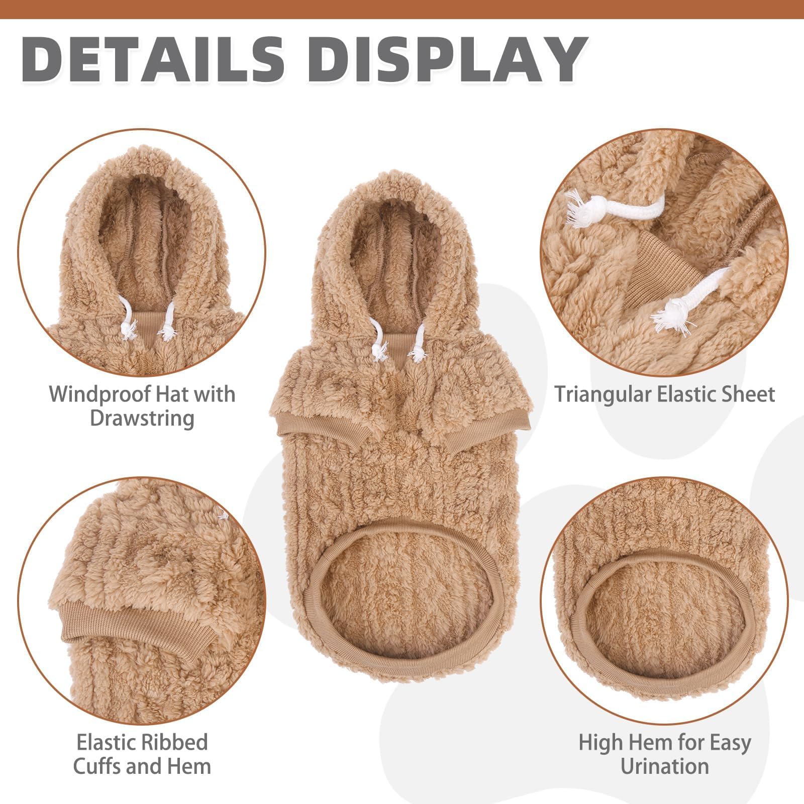 Kooltail Fleece Dog Sweater Hoodie For Small Medium Large Dogs - Super Soft Fall Dog Clothes Sweatshirt With Leash Hole, Warm Wi