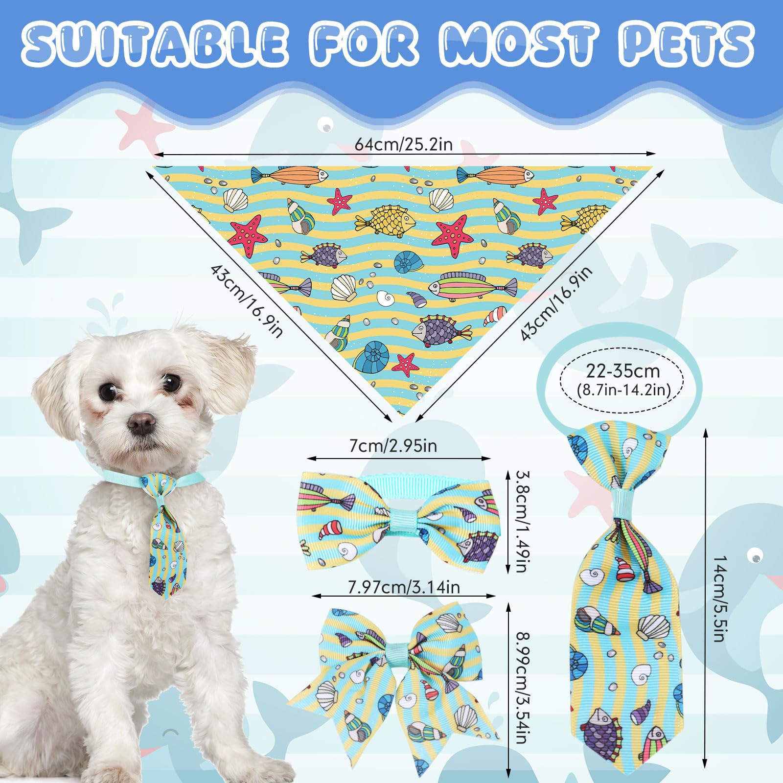Reginary 120 Pcs Ocean Animals Dog Bandanas Bulk Dog Bows Set Bow Ties Cat Scarf Colorful Washable Triangle Pet Kerchief Cute Bi
