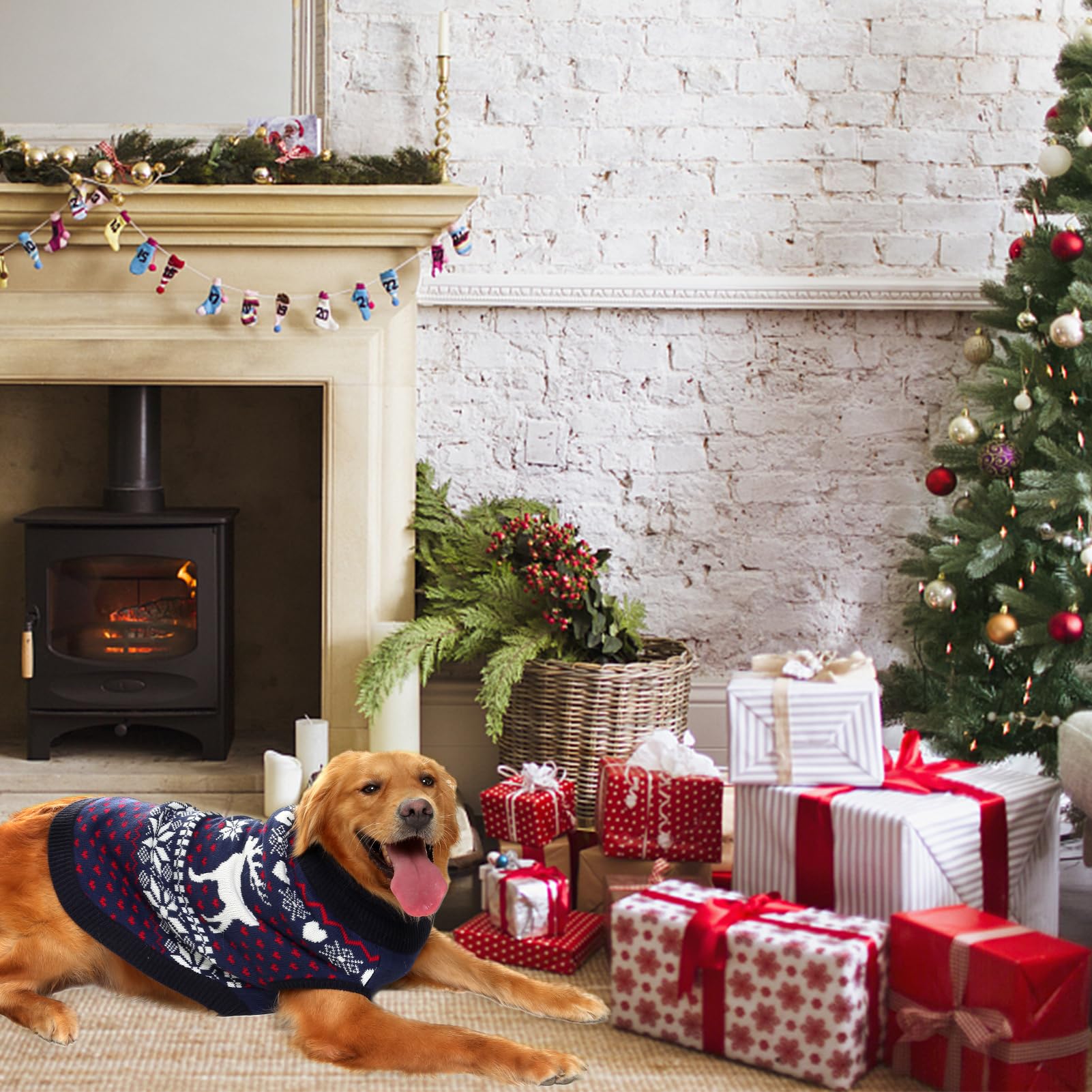 Scenereal Dog Sweater For Medium Size Dog Girls Boys, Turtleneck Pullover Winter Dog Clothes, Christmas Dog Outfits, Pet Sweatsh