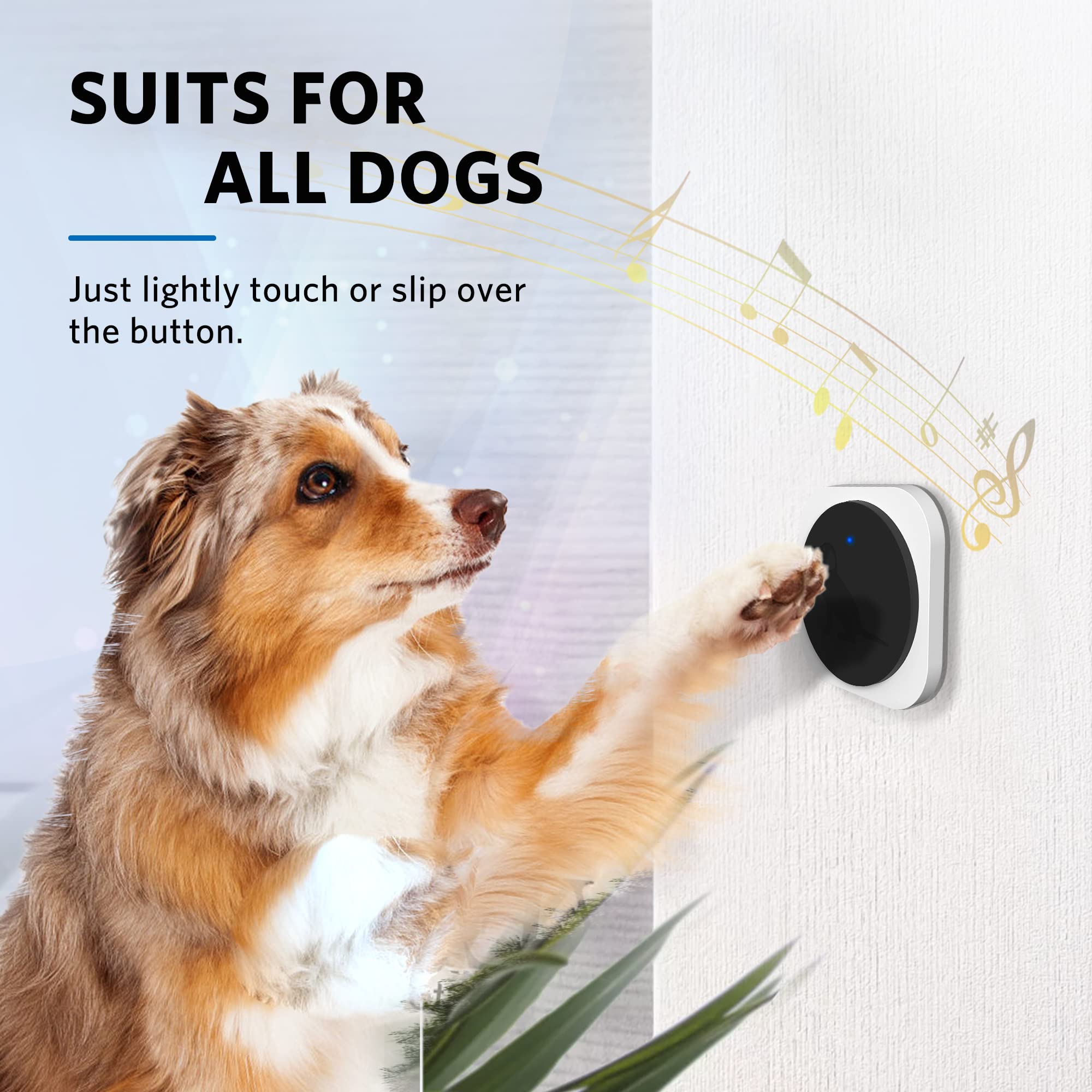 Hathever Dog Bell For Door Potty Training, Wireless Doggie Door Bell Operating At 1000 Feet With Chew Resistant Ip65 Waterproof Touch Button, 4 Notification Modes