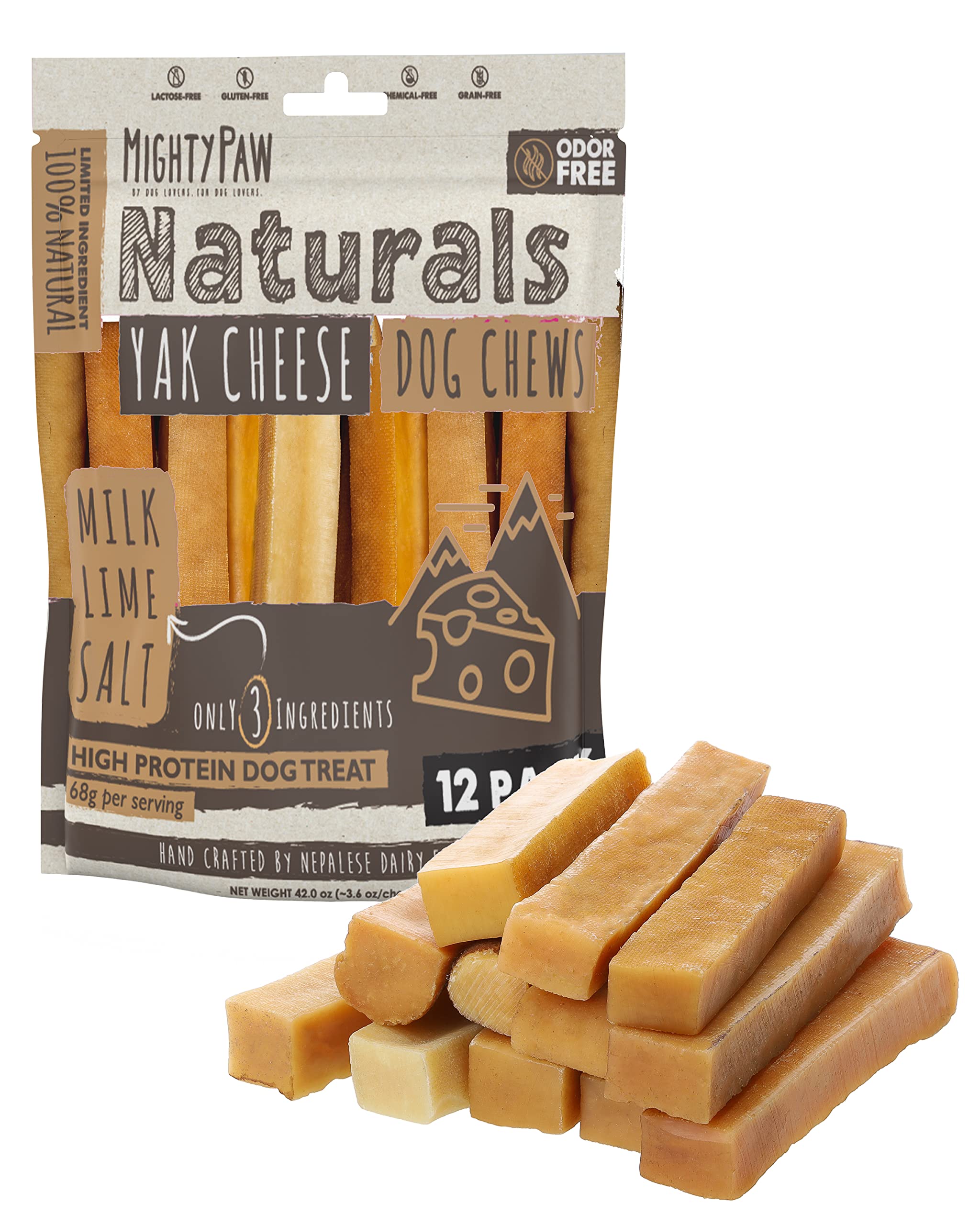 Mighty Paw Yak Cheese Chews for Dogs | All-Natural Long Lasting Treats. Odorless and Great for Oral Health. Limited-Ingredient C