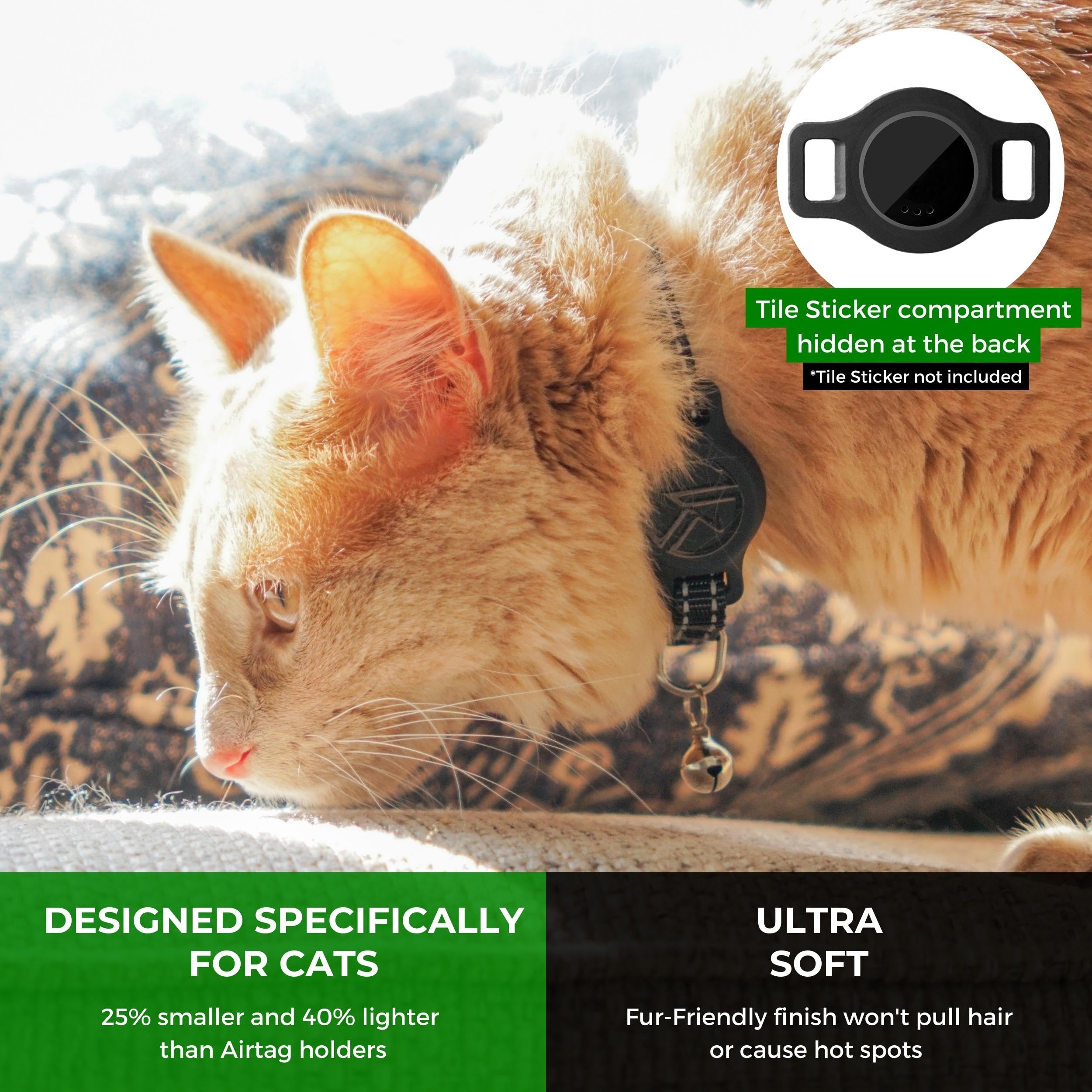 Kitty Kompass Tile Sticker Cat Collar Holder - Lightweight Silicone GPS Tracker for Cats - Blue