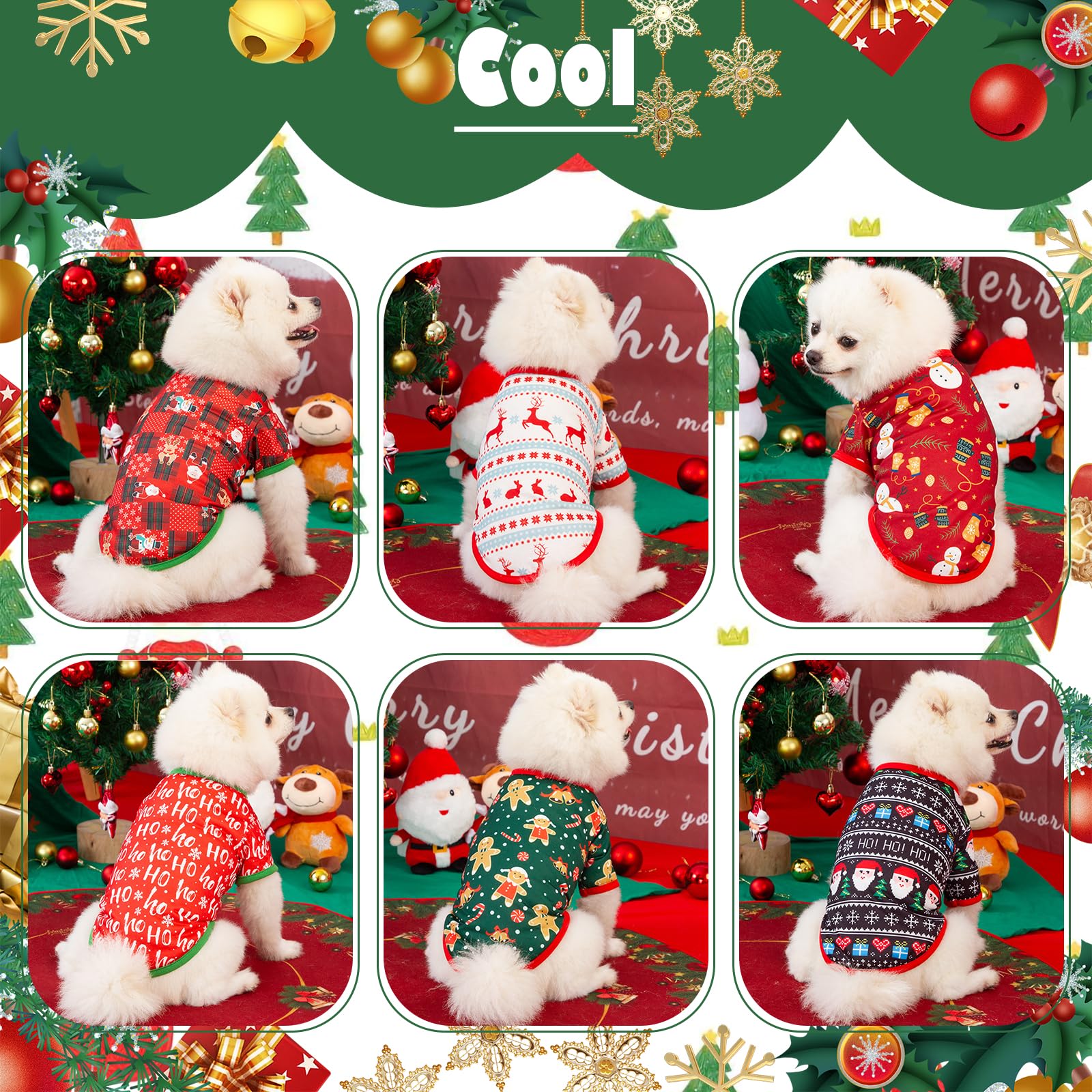 Katolk 6 Pieces Christmas Dog Clothes For Small Dogs, Soft And Breathable Pet Shirt, Winter Puppy Kitten Vest Printed Dog Shirts