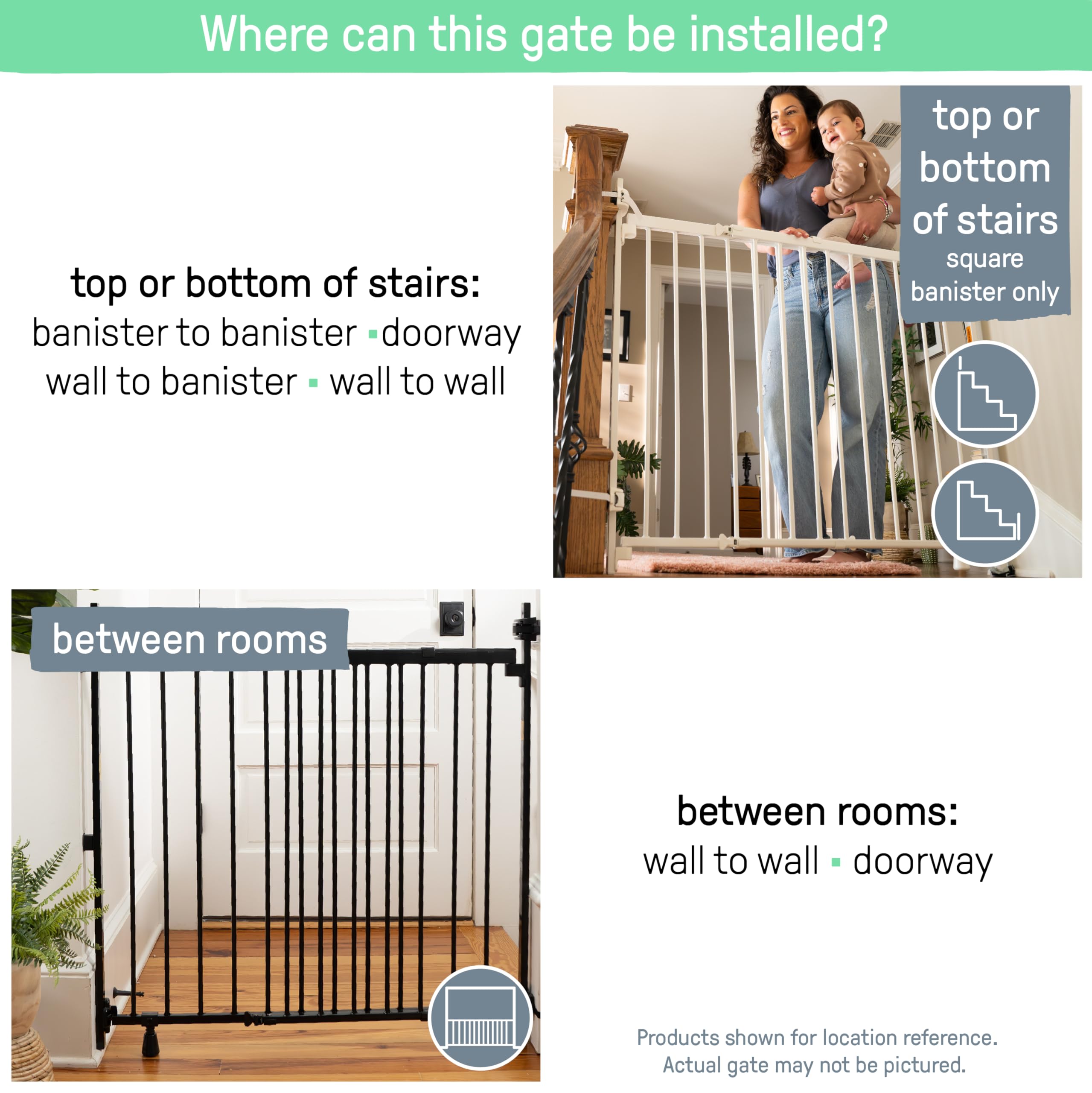 Summer Infant Metal Banister & Stair Safety Pet and Baby Gate,31-46 Wide, 32.5 Tall, Install Banister to Banister or Wall or