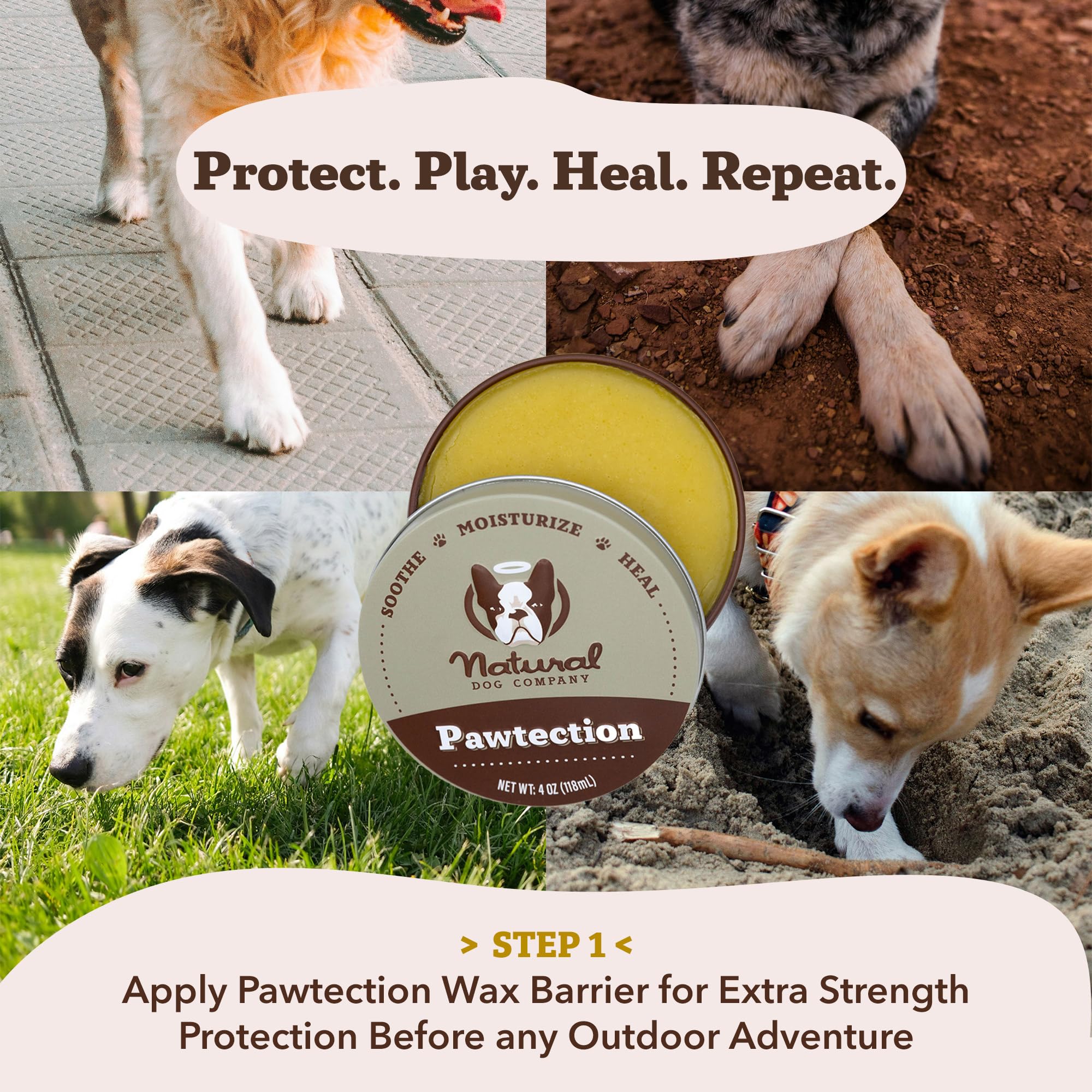 Pawtection Balm Stick For Dogs (2Oz) All-Natural, Lick-Safe Dog Paw Protector, Moisturizing Dog Paw Balm For Dry, Cracked Pads, Protects Paws From Winter Ice, Salt & Rough Terrain