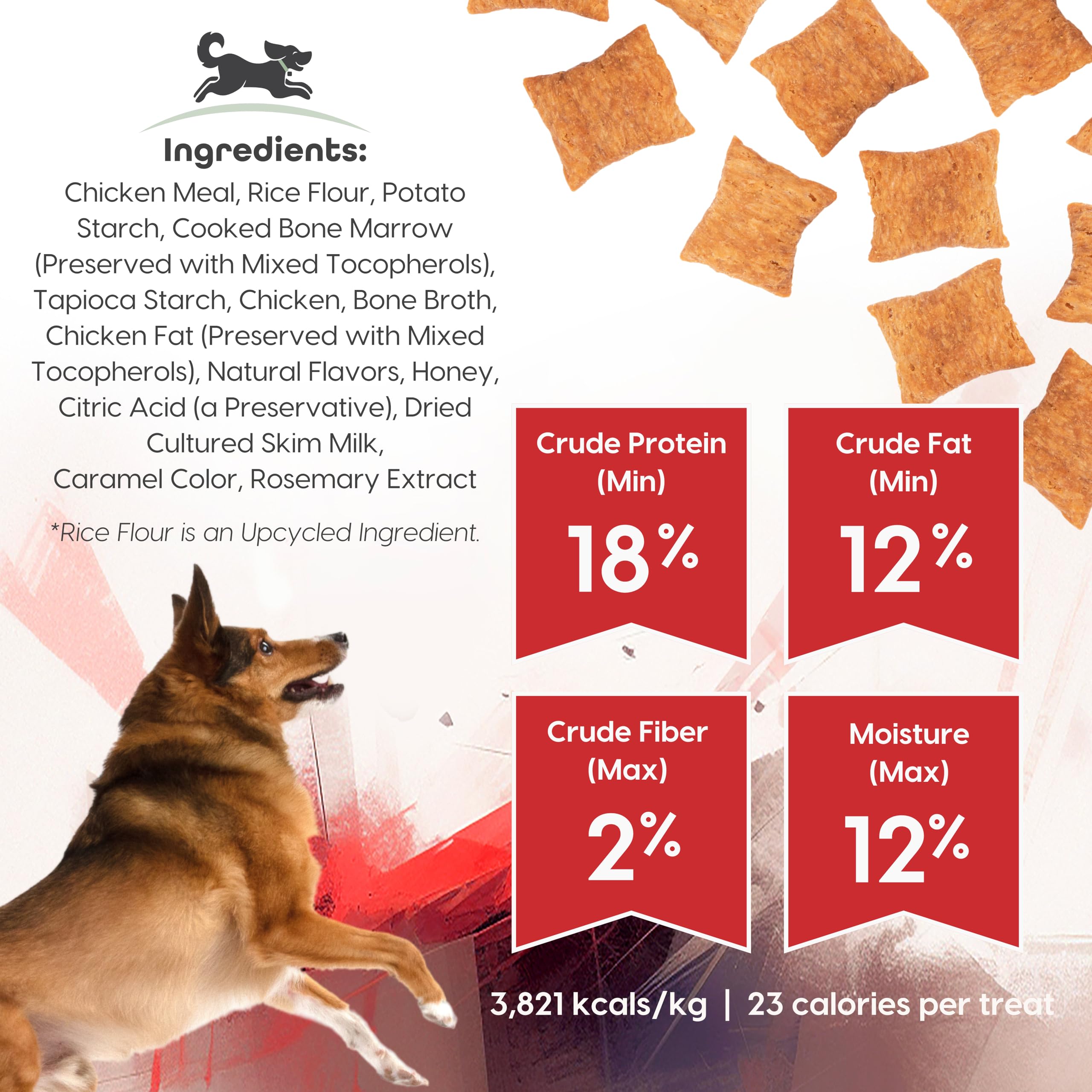 Fuel Good Puppers High Protein Dog Treats - Crunchy Chicken with Bone Marrow & Bone Broth - 12oz Bag - High Protein Treats for D