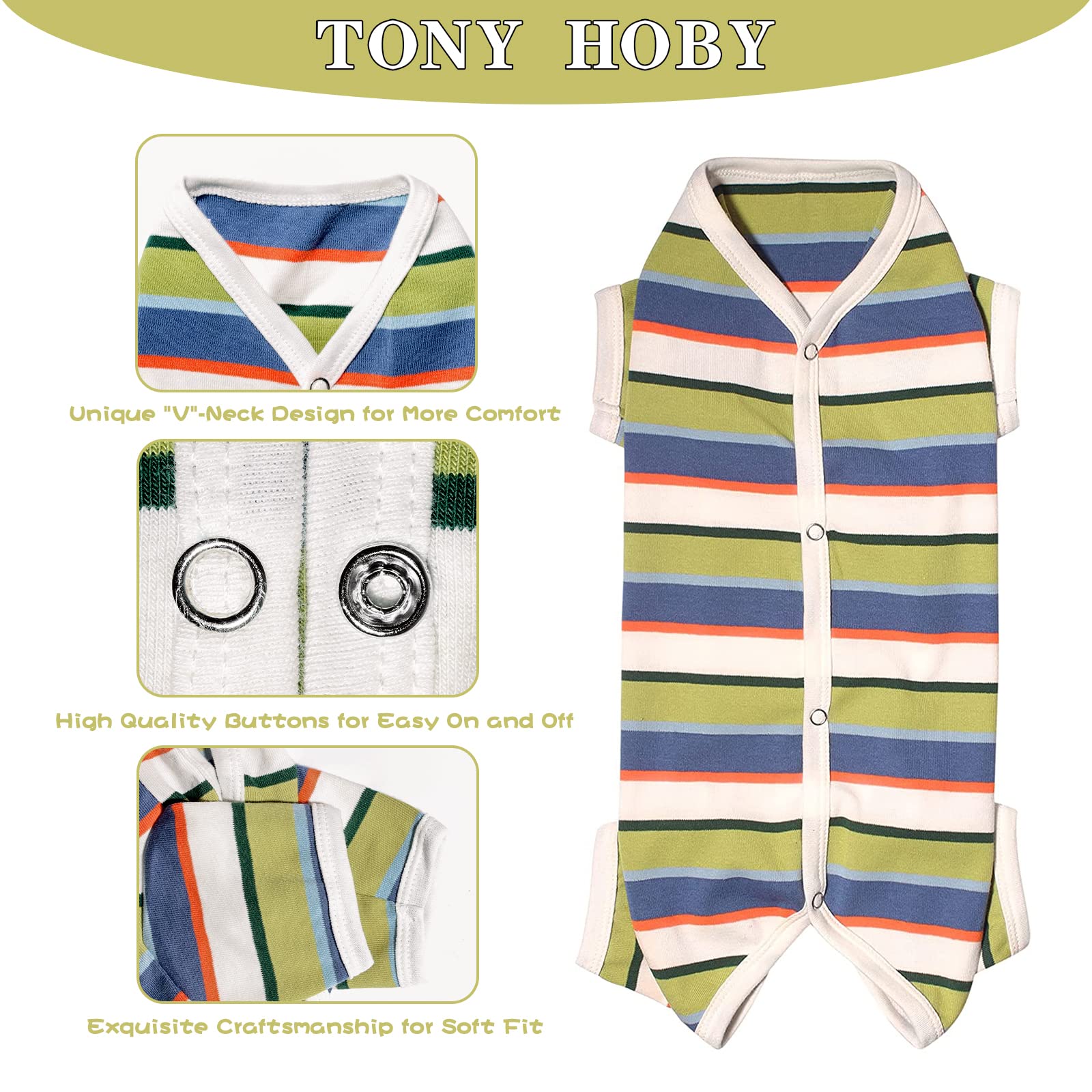 Tony Hoby Pajamas, Jumpsuit, Colorful Shirt, Surgery Recovery Suit For Small Medium Dog (Blue&White, Boy, M)