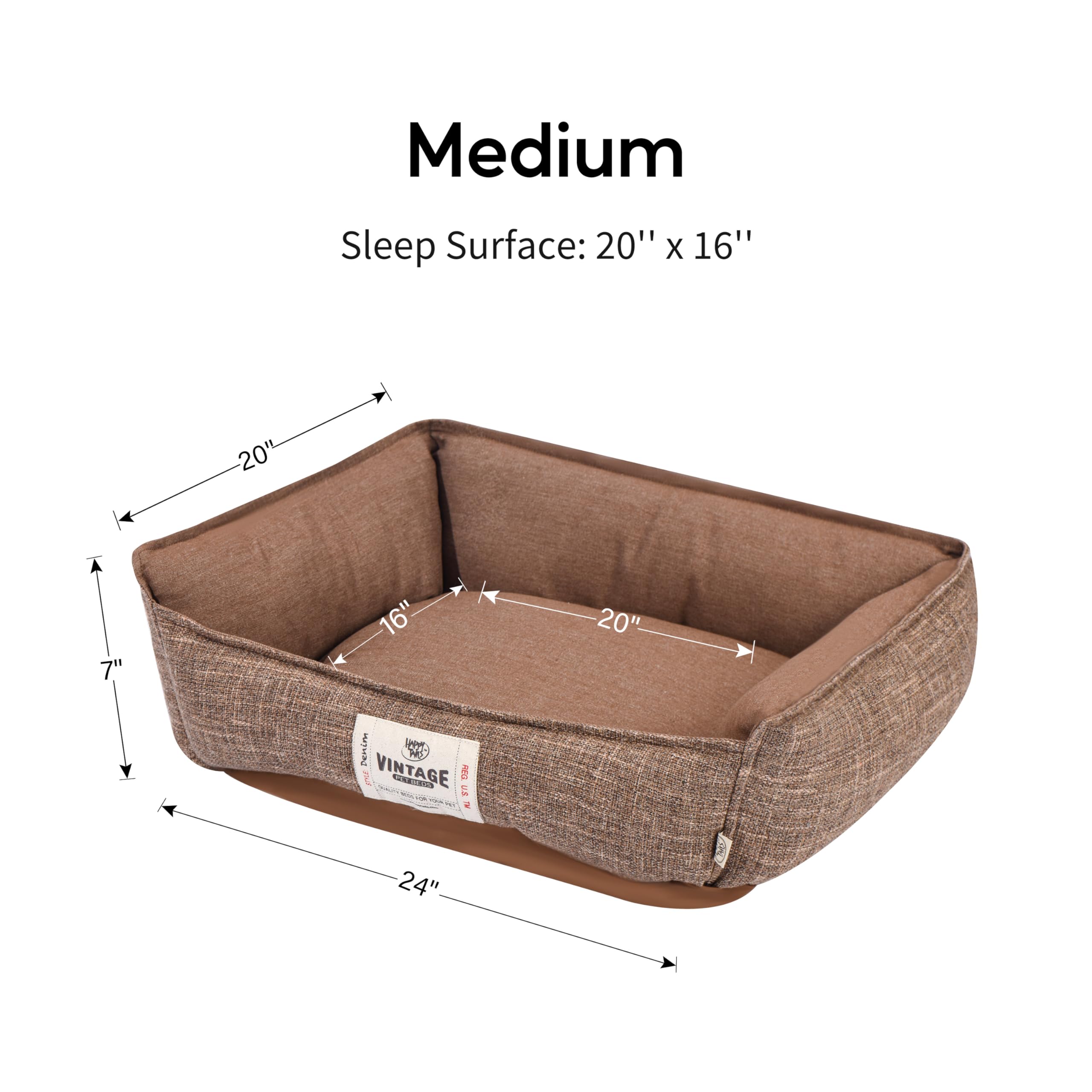 Fluffydream Cute Calming Cuddler Dog Bed, Dog Sofa Bed, Up To 30 Lbs, 24'' X 20'', Tan