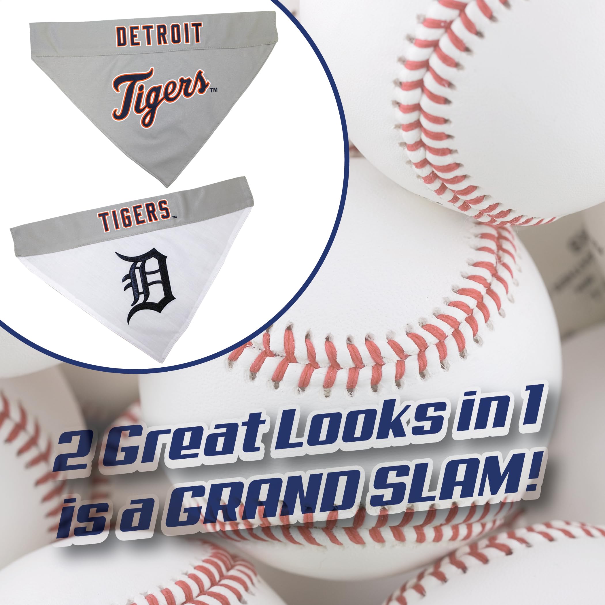 Pets First TIG-3217-L-XL MLB Detroit Tigers Reversible Pet Bandana, Large/X-Large, MLB Team Color