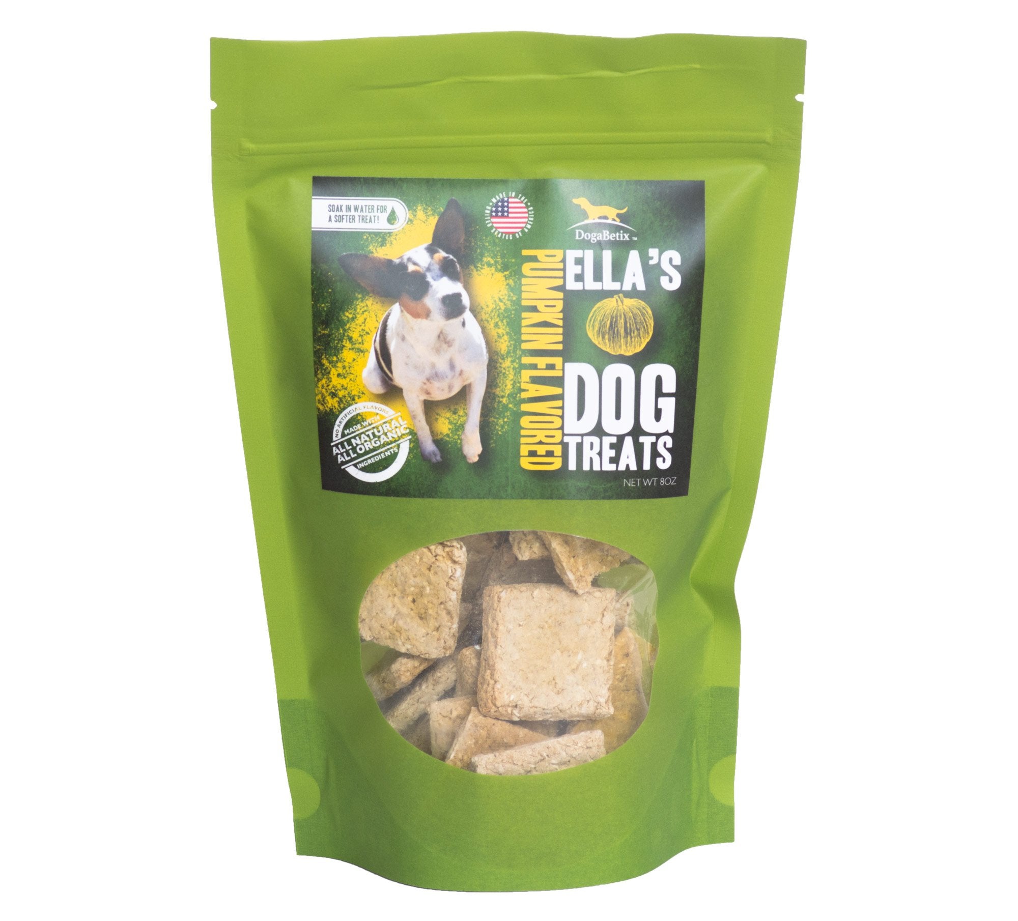 DogaBetix Ellas Diabetic Dog Treats Pumpkin (8oz) - Low Glycemic Ingredients - Vet Approved - Made in USA by Owners of Diabetic