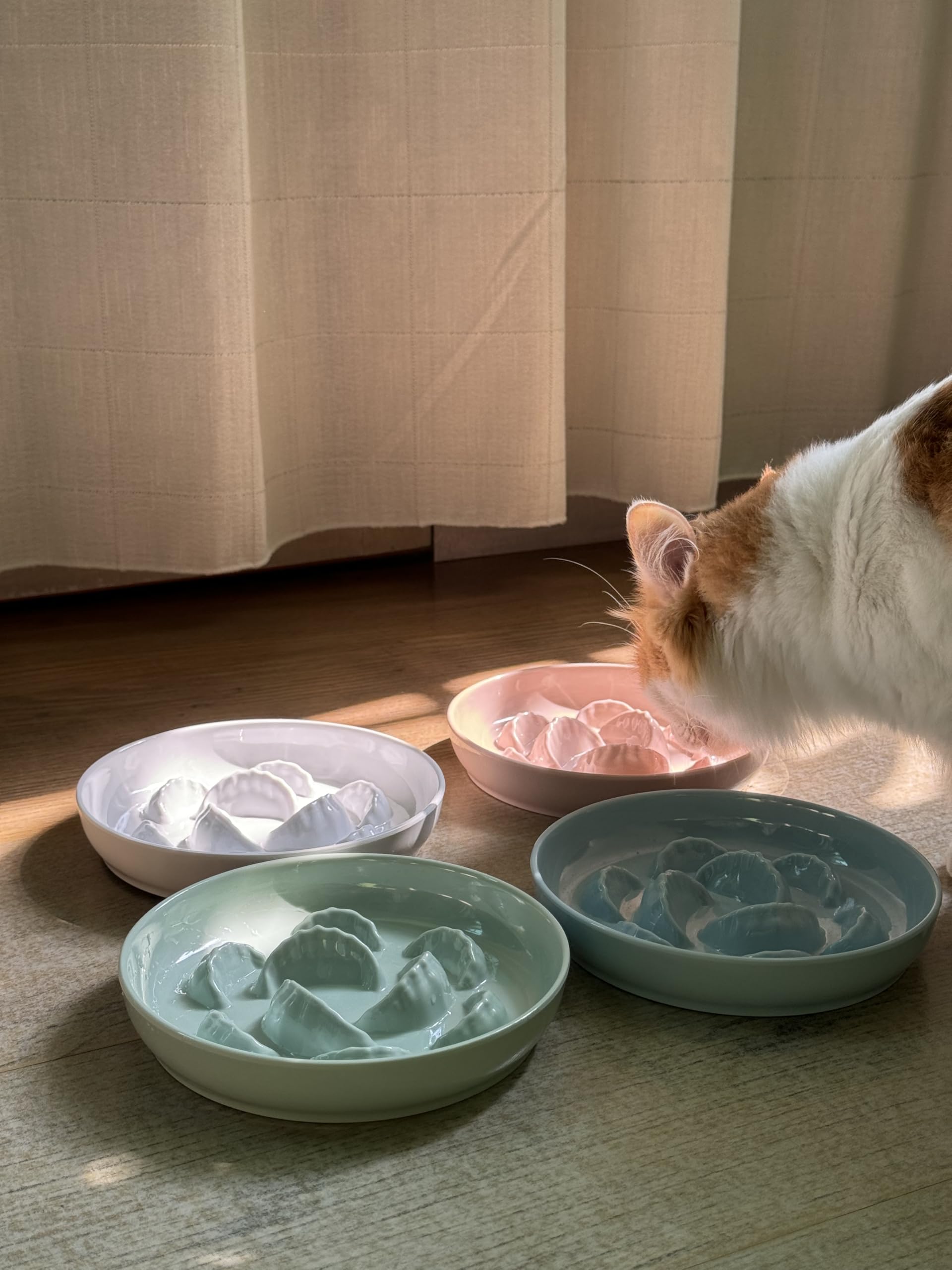 Unbreakable Slow Feeder Bowl - Melamine Puzzle Cat Bowl for Healthy Eating - Cat Feeder for Wet & Dry Food- Dishwasher Safe & No