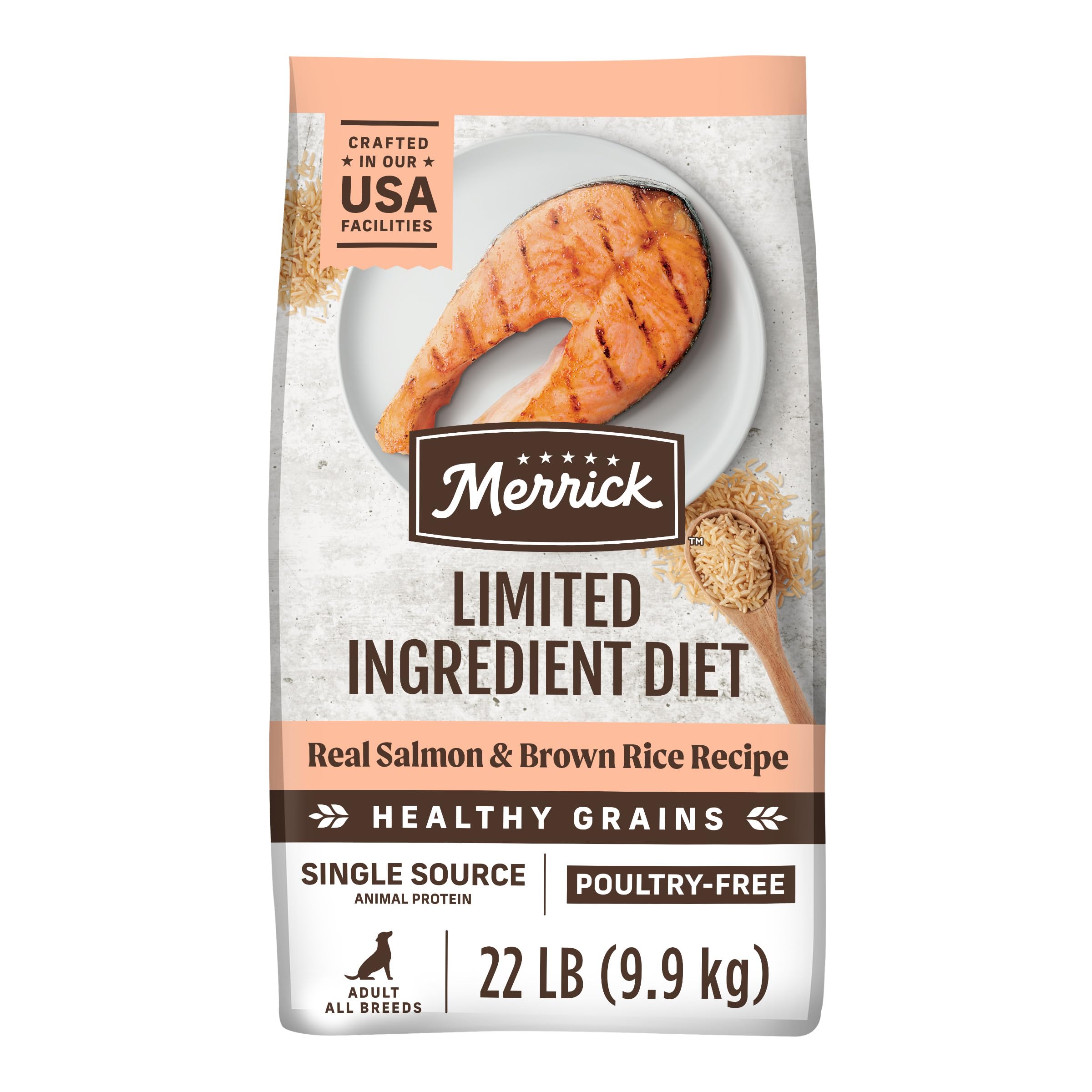 Merrick Limited Ingredient Diet Premium And Natural Kibble With Healthy Grains, Salmon And Brown Rice Dog Food - 22.0 lb. Bag