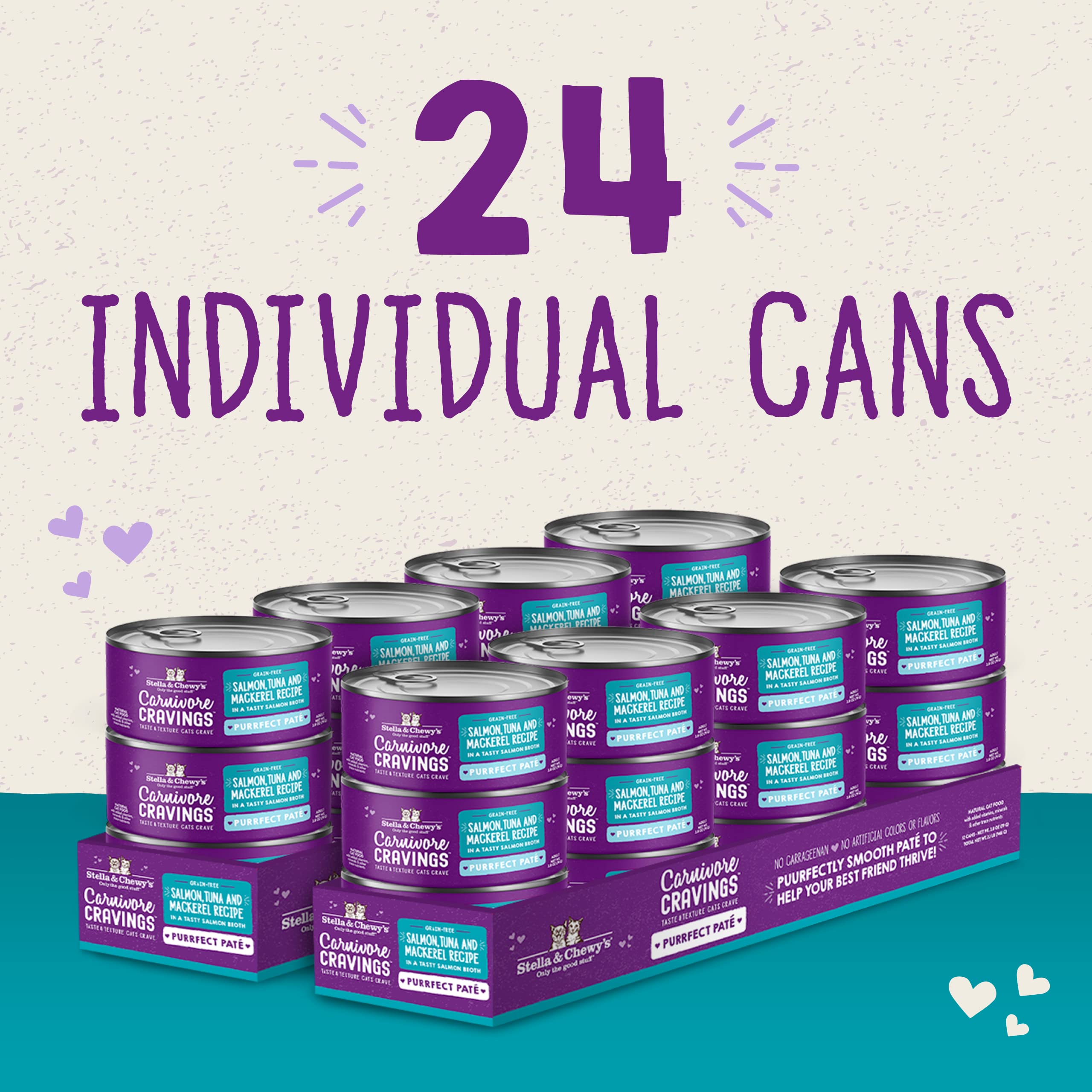 Stella & Chewys Carnivore Cravings Purrfect Pate Cans - Grain Free, Protein Rich Wet Cat Food - Salmon, Tuna & Mackerel Recipe