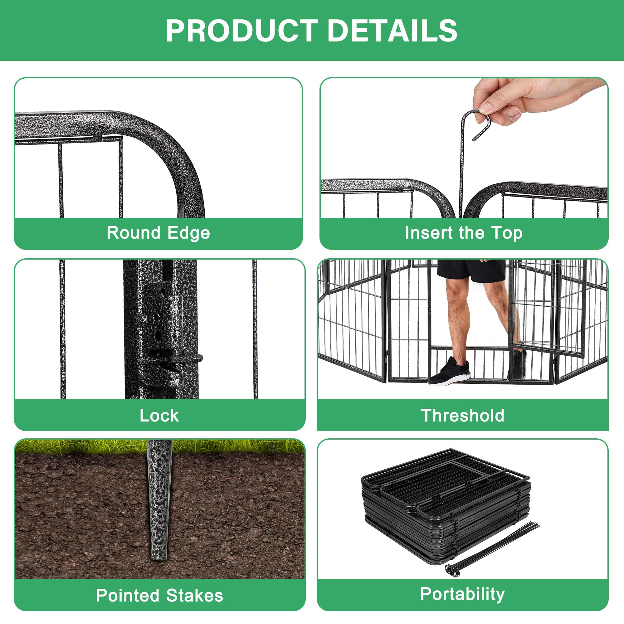 Nova Microdermabrasion Dog Playpen Dog Pen Dog Fence 16 Panels 32' Height Indoor Outdoor Pet Playpen For Small Medium Large Dogs For Camping Yard Puppy Playpen Dog Kennel