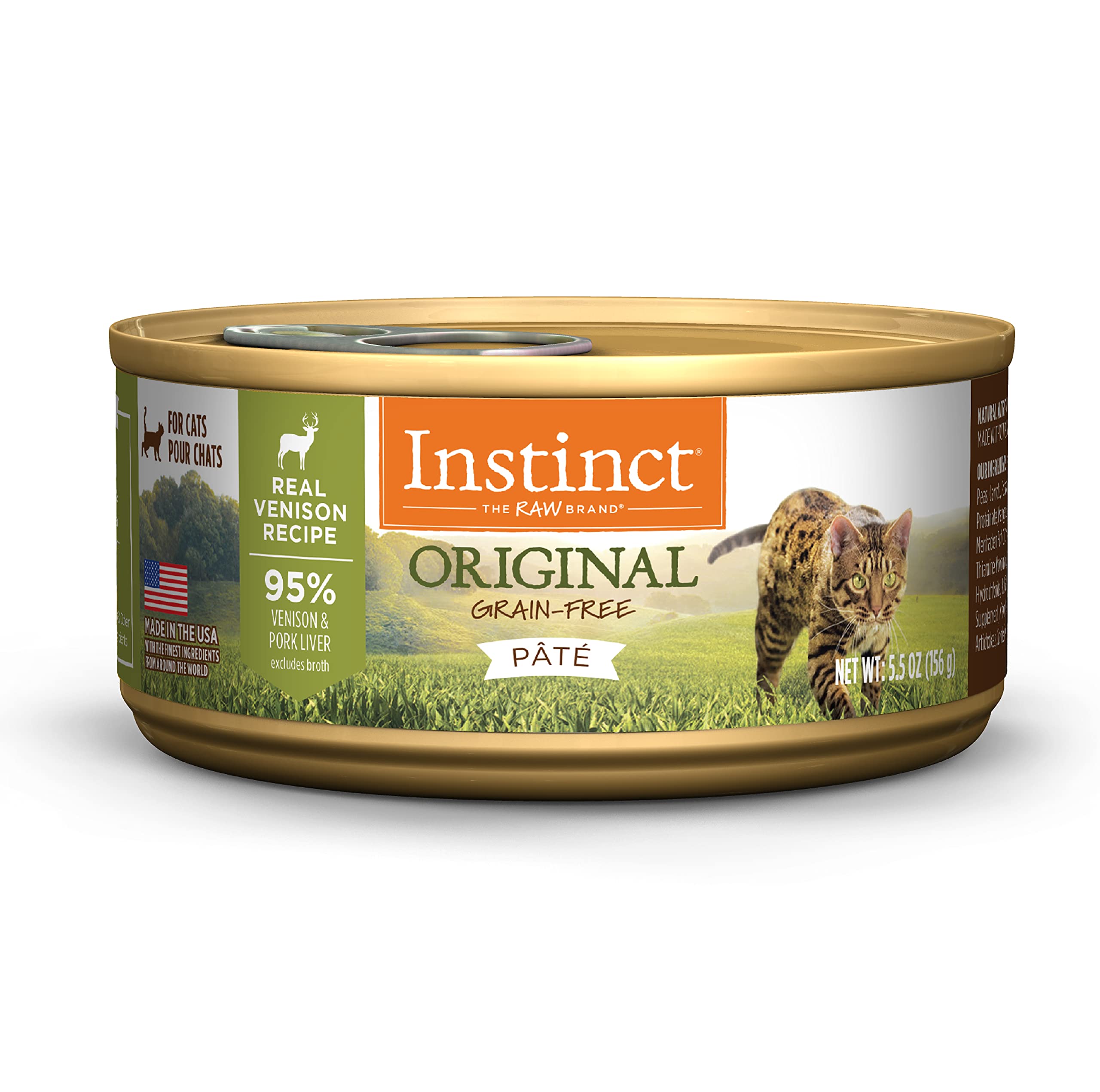 Instinct Original Grain Free Real Venison Recipe Natural Wet Canned Cat Food by Natures Variety, 5.5 oz. Cans (pack of 12)