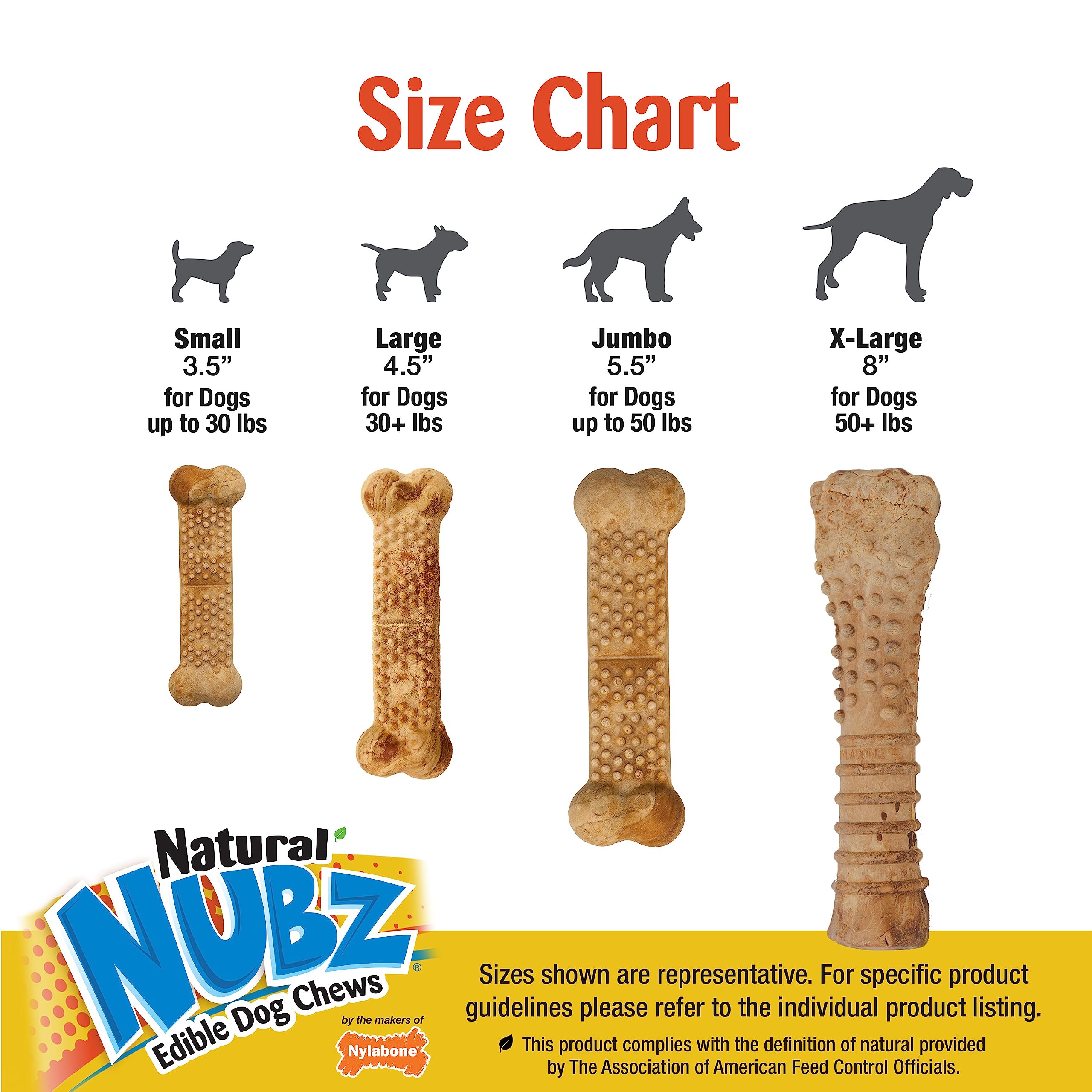 Nylabone Nubz Wild Natural Edible Chew Treats for Dogs, Made in USA, Bison Flavor, X-Large - 50+ lbs. (1 Count)