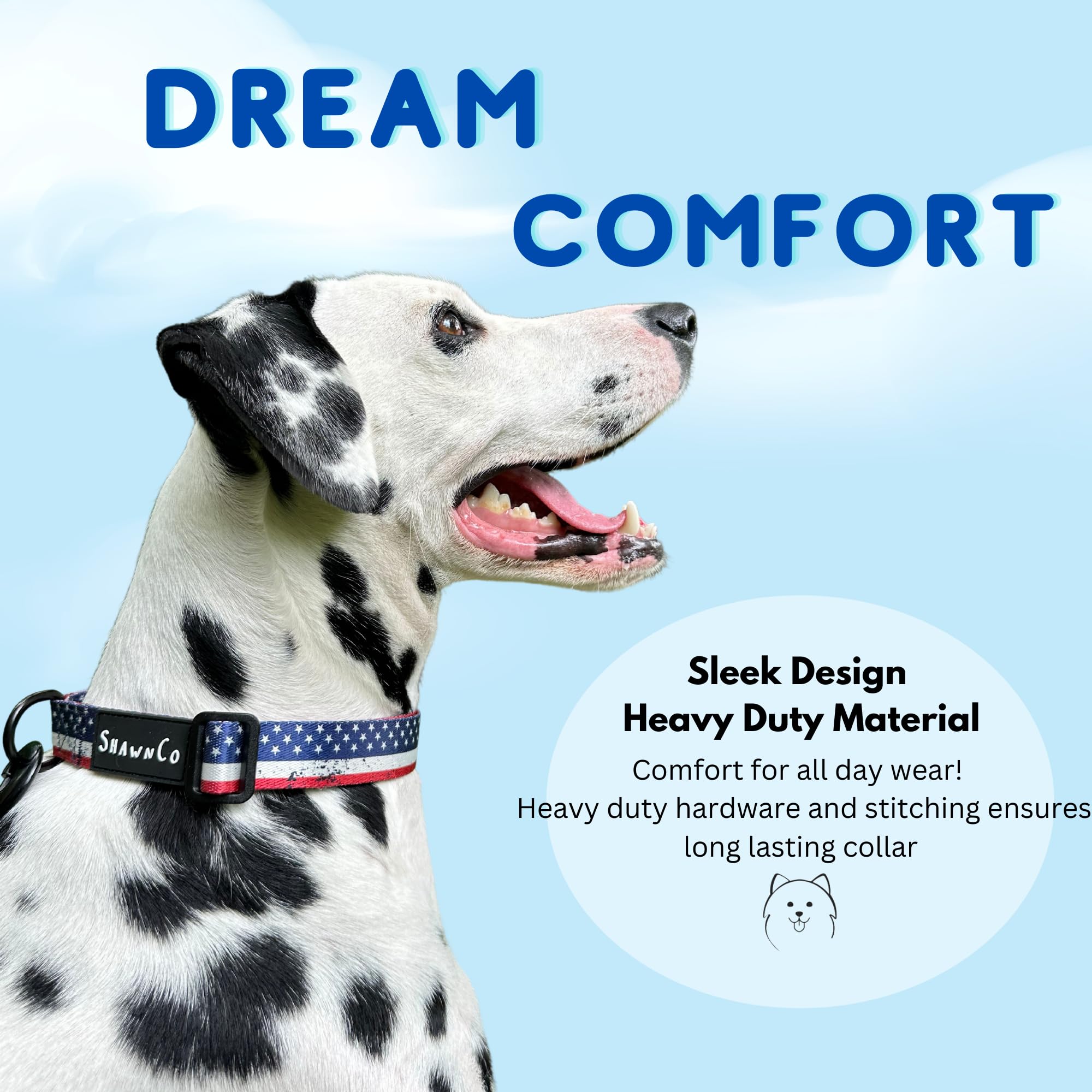 SHAWNCO Dream Walk Dog Collar - Premium Adjustable Nylon Collar for M Dogs - Midnight Color