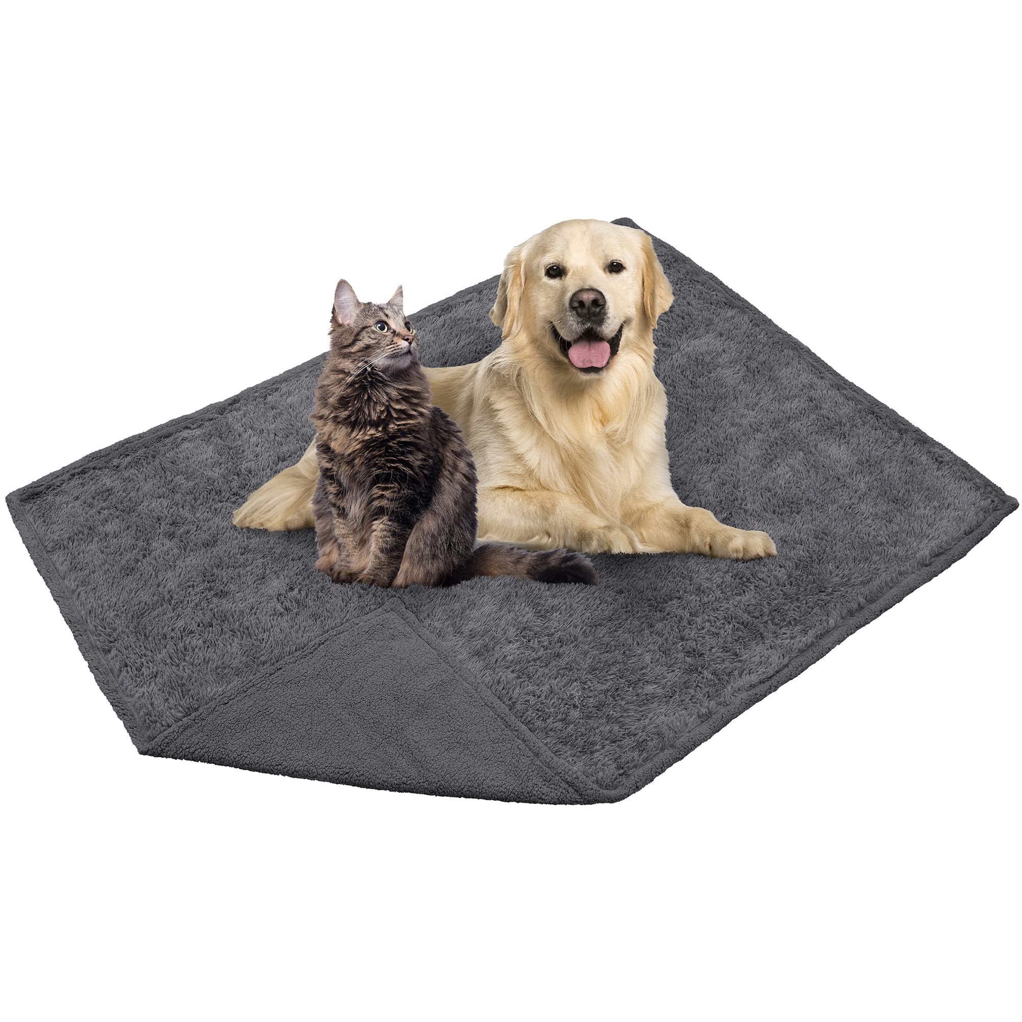 Petami Waterproof Dog Blanket For Medium Large Dogs, Calming Fleece Cat Blanket, Couch Protector Washable Sherpa Faux Fur Pet Throw For Puppy, Soft Reversible Leakproof 40X60 Gray