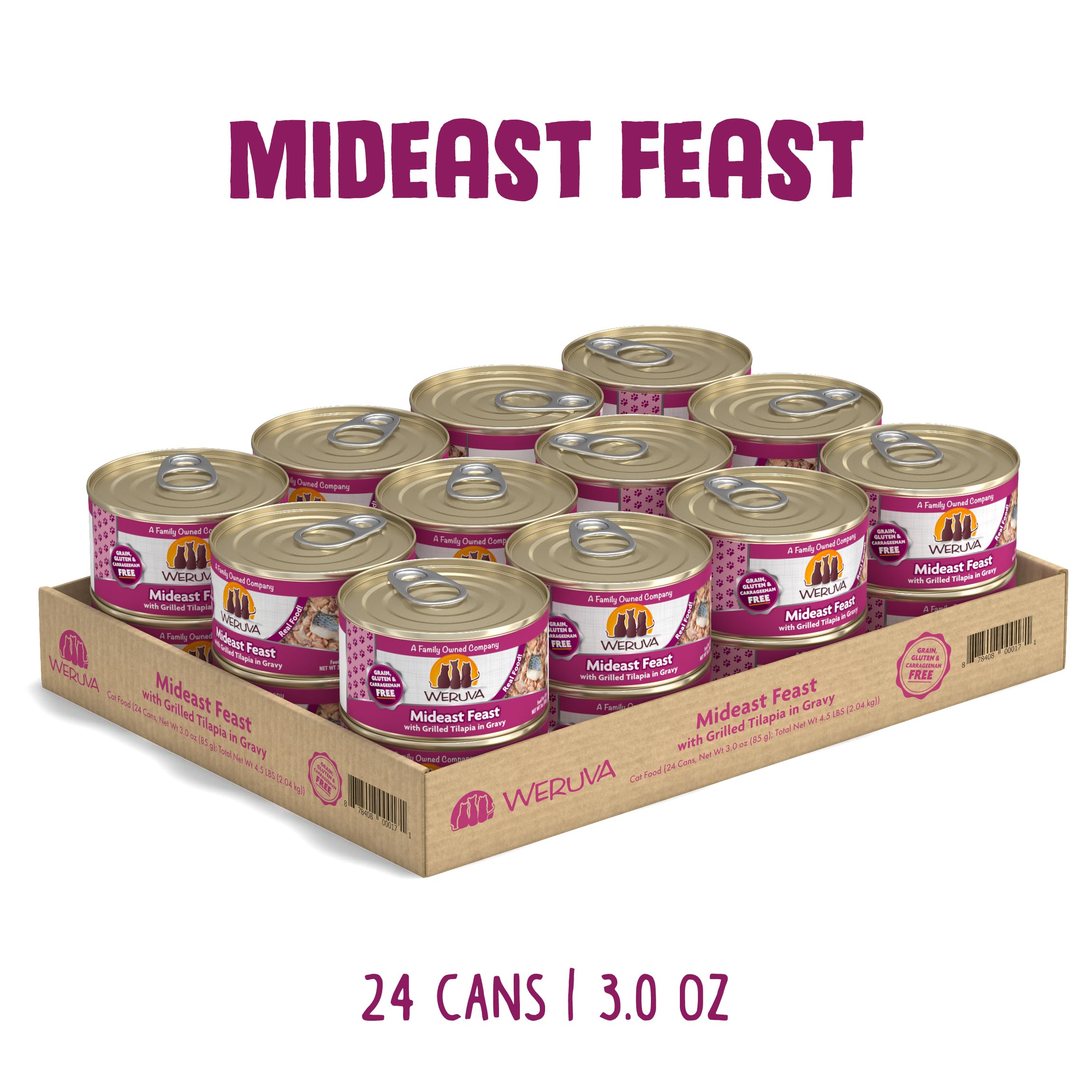 Weruva Classic Cat Food, Mideast Feast with Grilled Tilapia in Gravy, 3oz Can (Pack of 24)