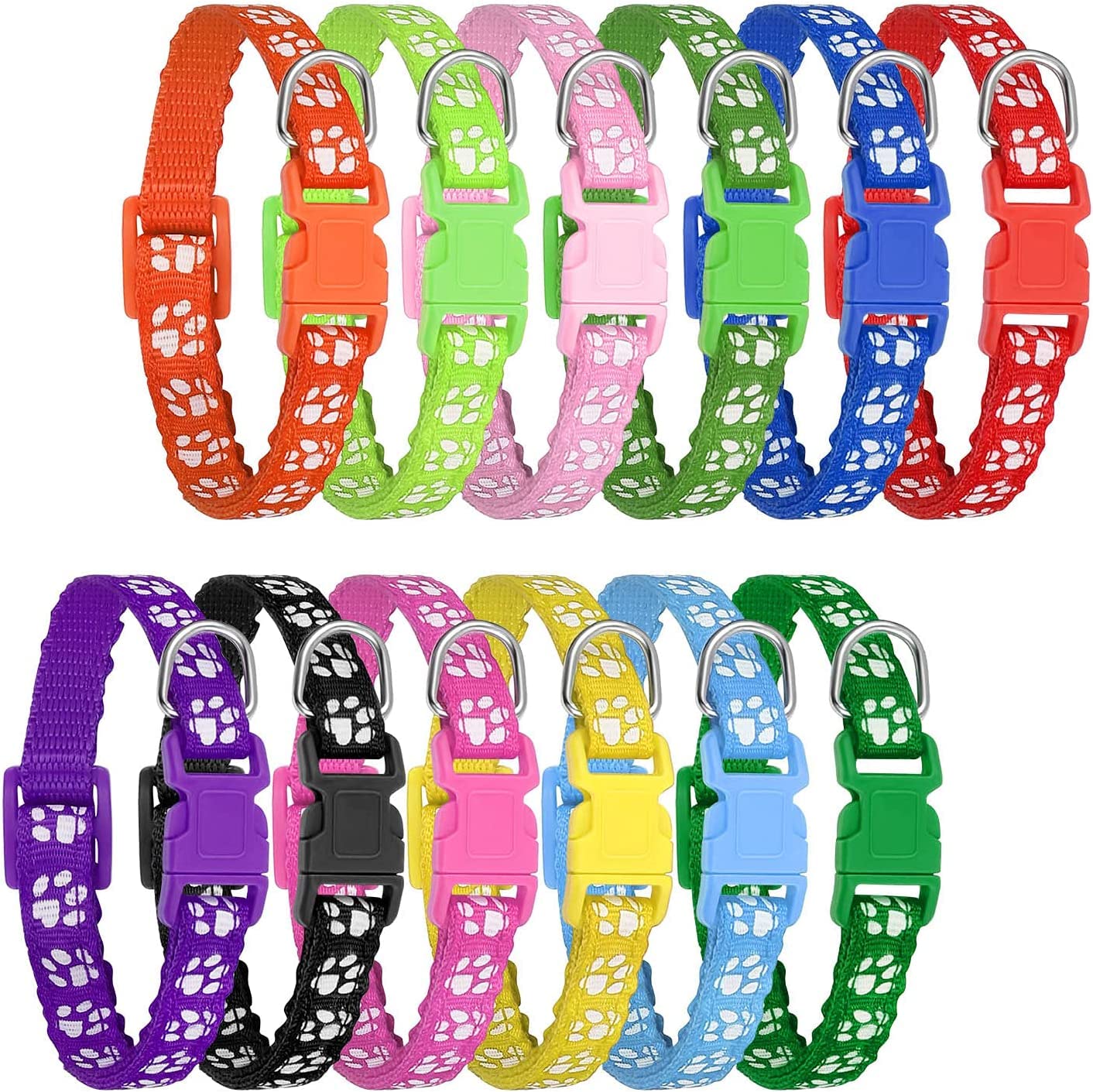 Chenkaiyang 12 Pack Puppy Collars For Litter, Adjustable Puppy Id Collars Soft Nylon Whelping Collars For Newborn Litter Puppy Pets