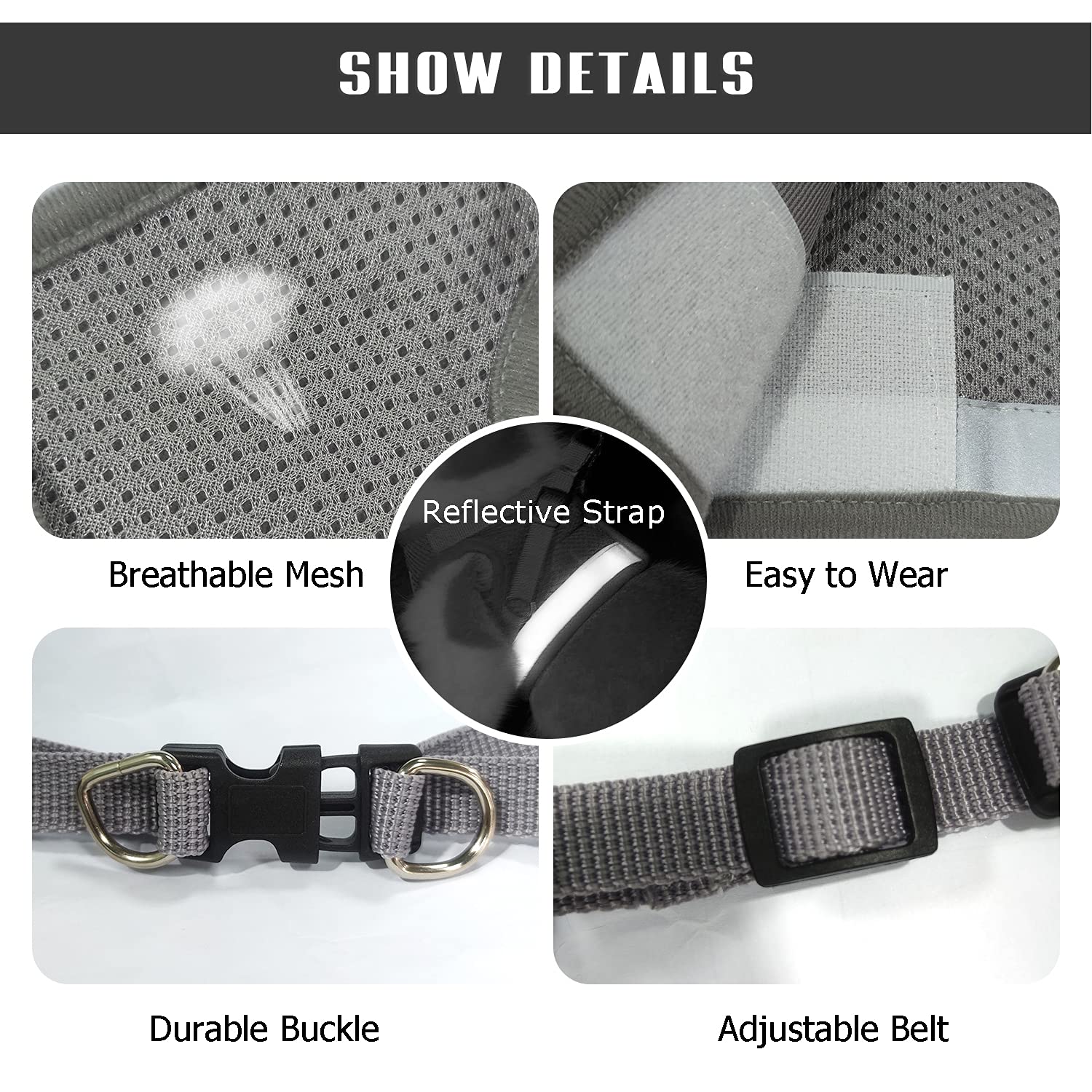 FEimaX Dog Harness and Leash Set for Walking, Soft Mesh Adjustable Easy Control Lightweight Cat Vest Harnesses with Reflective S